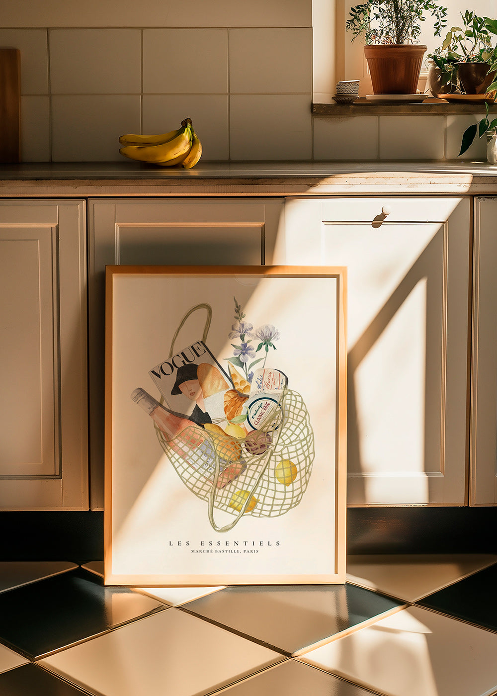 Kitchen art: illustrated market bag