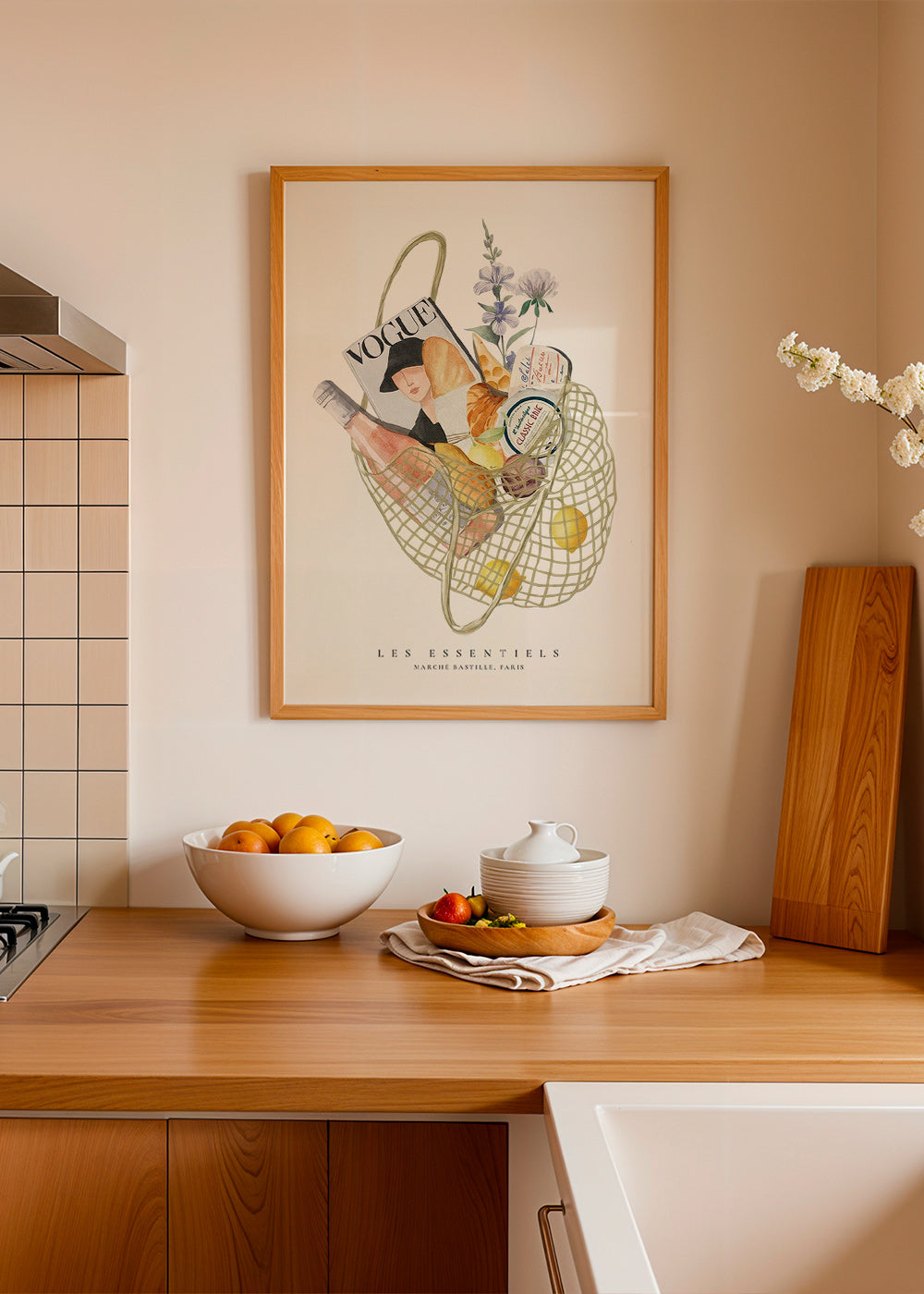Kitchen art: illustrated market bag