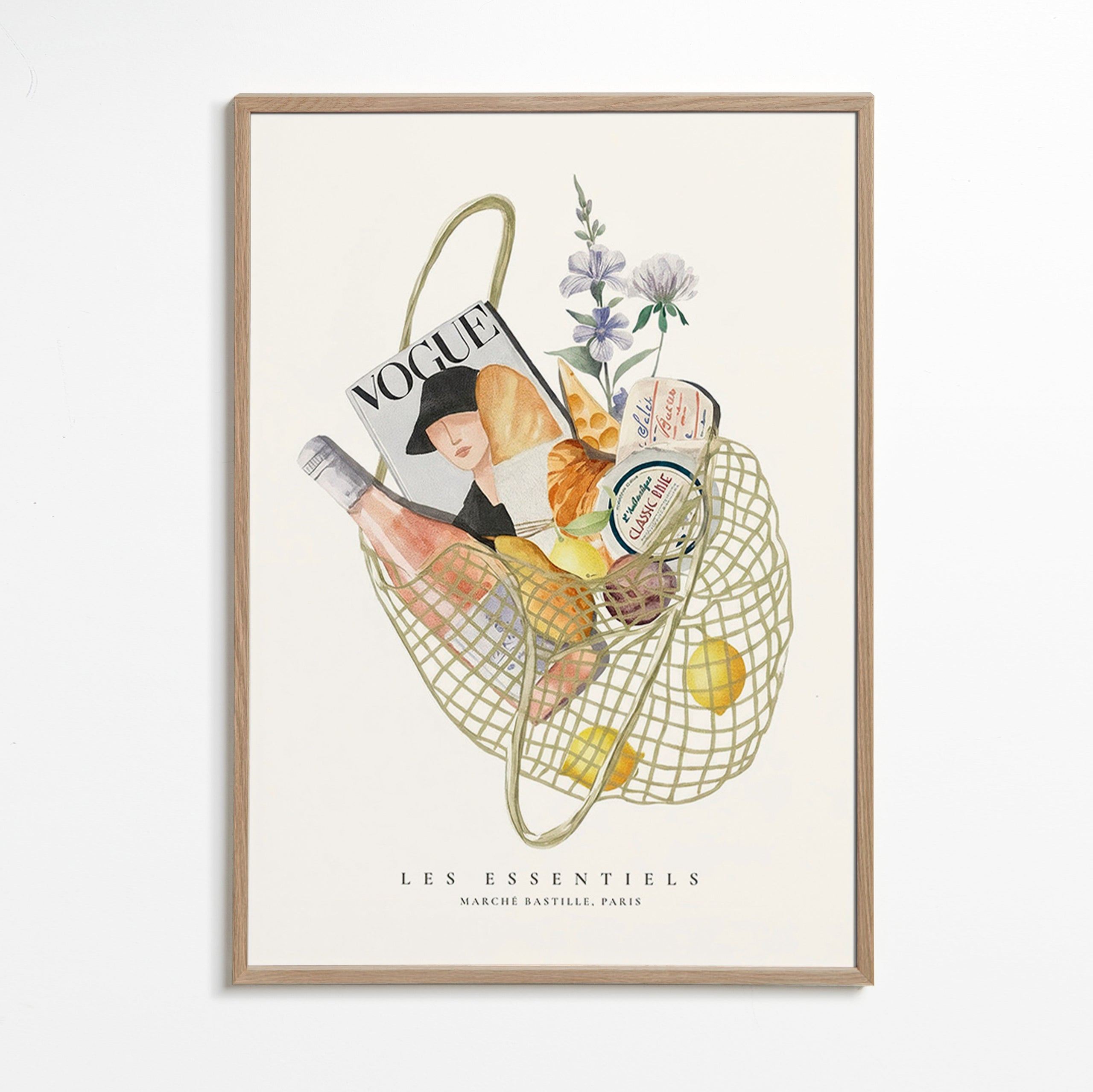 Kitchen art: illustrated market bag