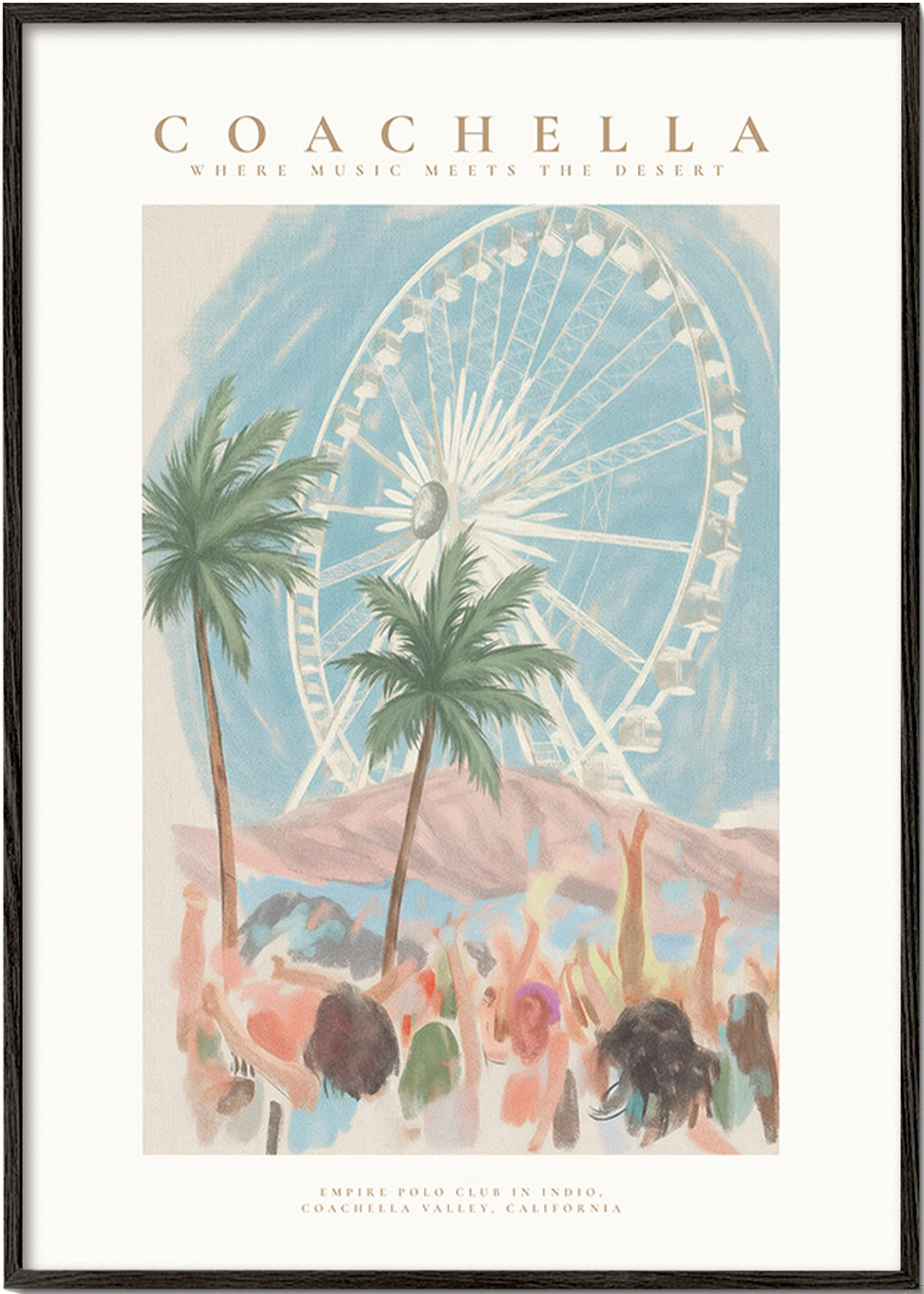 Coachella illustration with ferris wheel and palms
