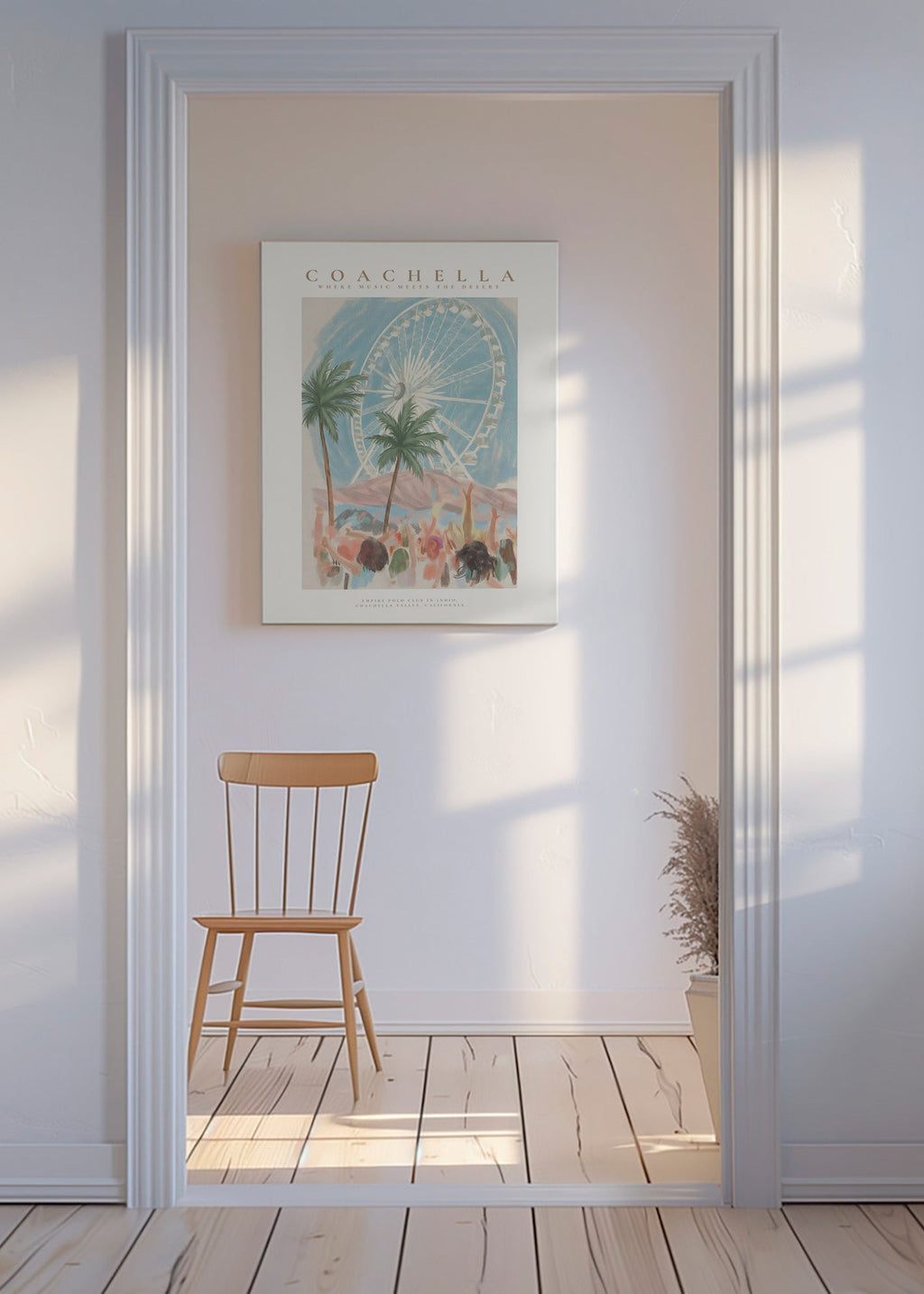 Coachella illustration with ferris wheel and palms