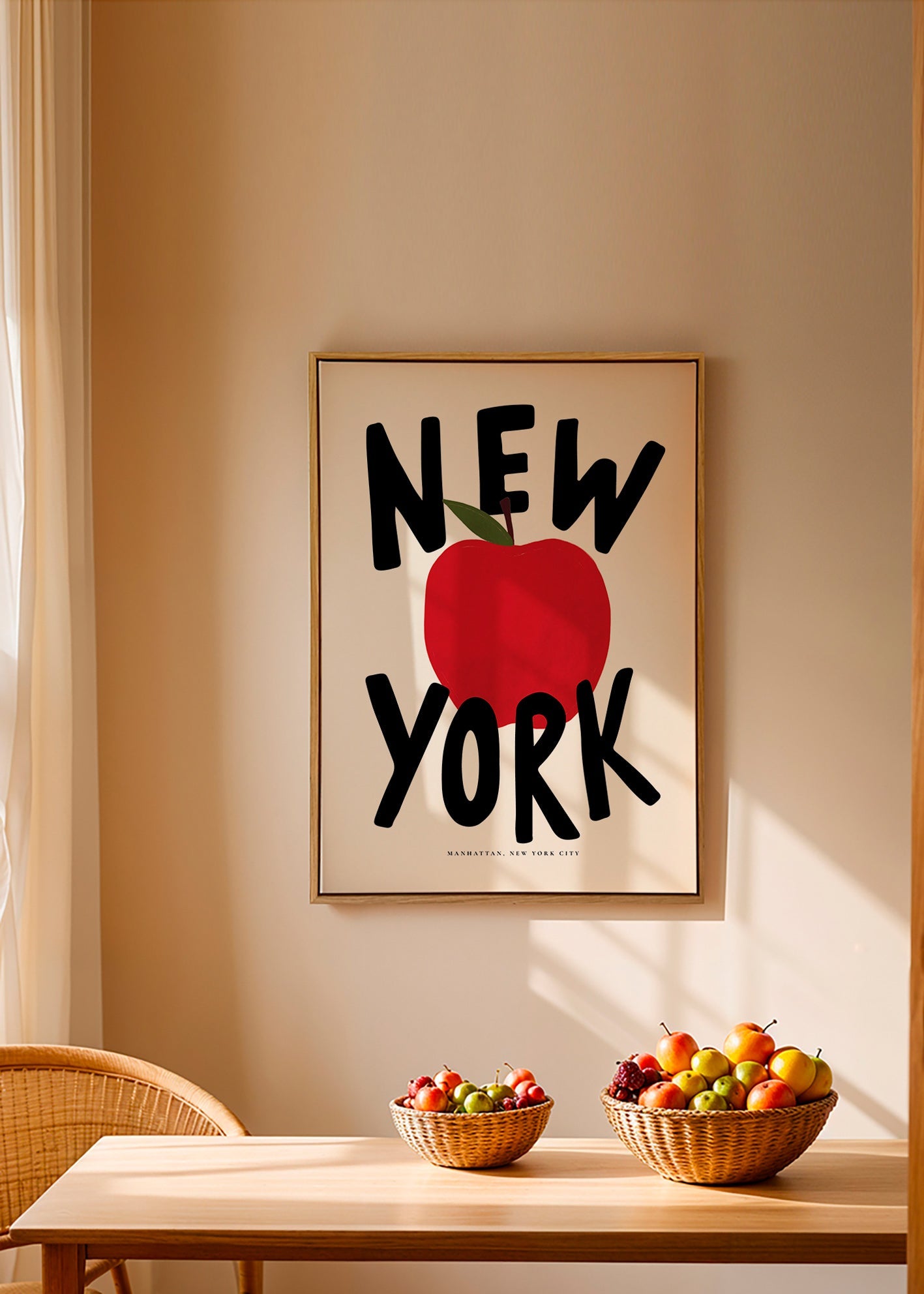 Kitchen art New York red apple poster