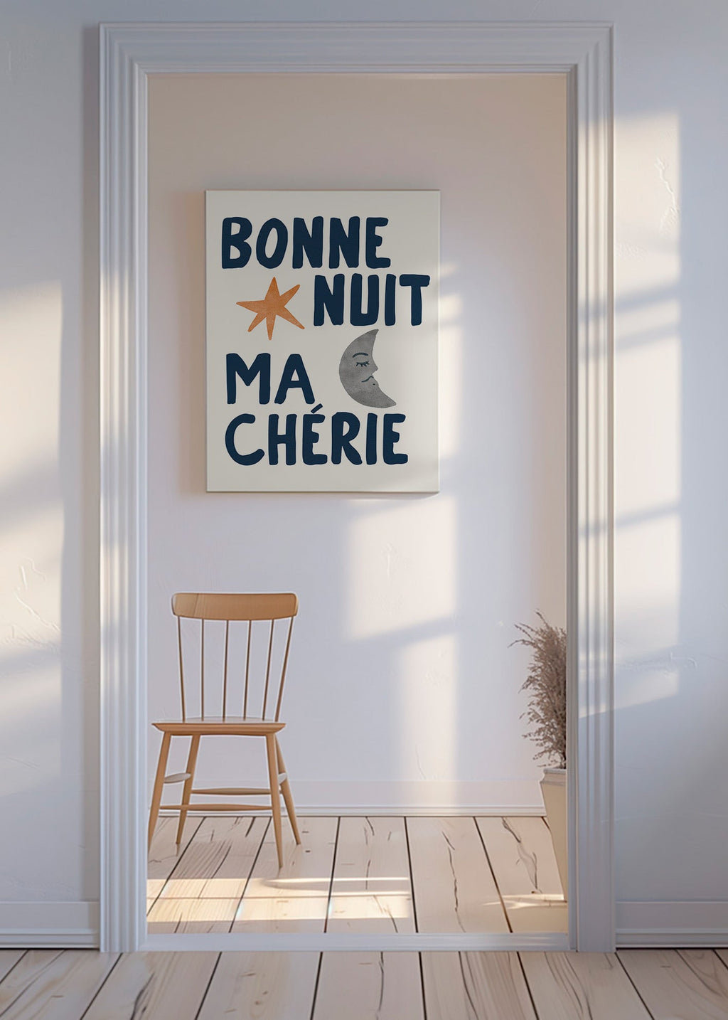 Children's print with night phrase and moon