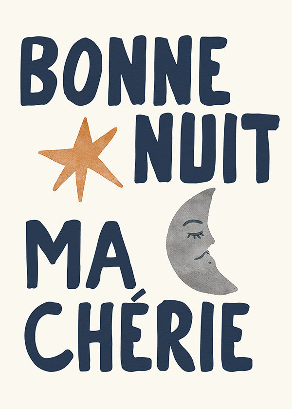 Children's print with night phrase and moon