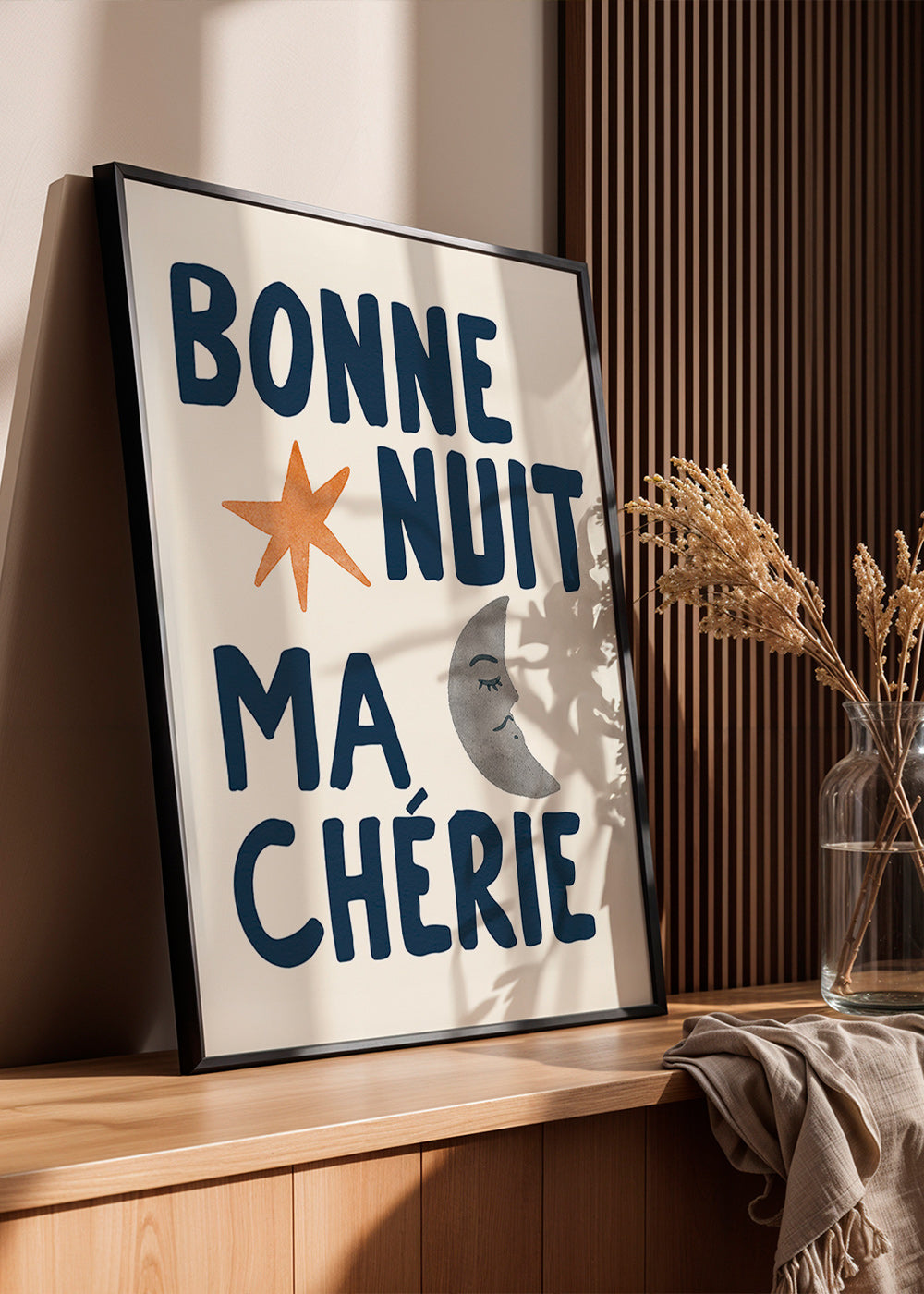 Children's print with night phrase and moon