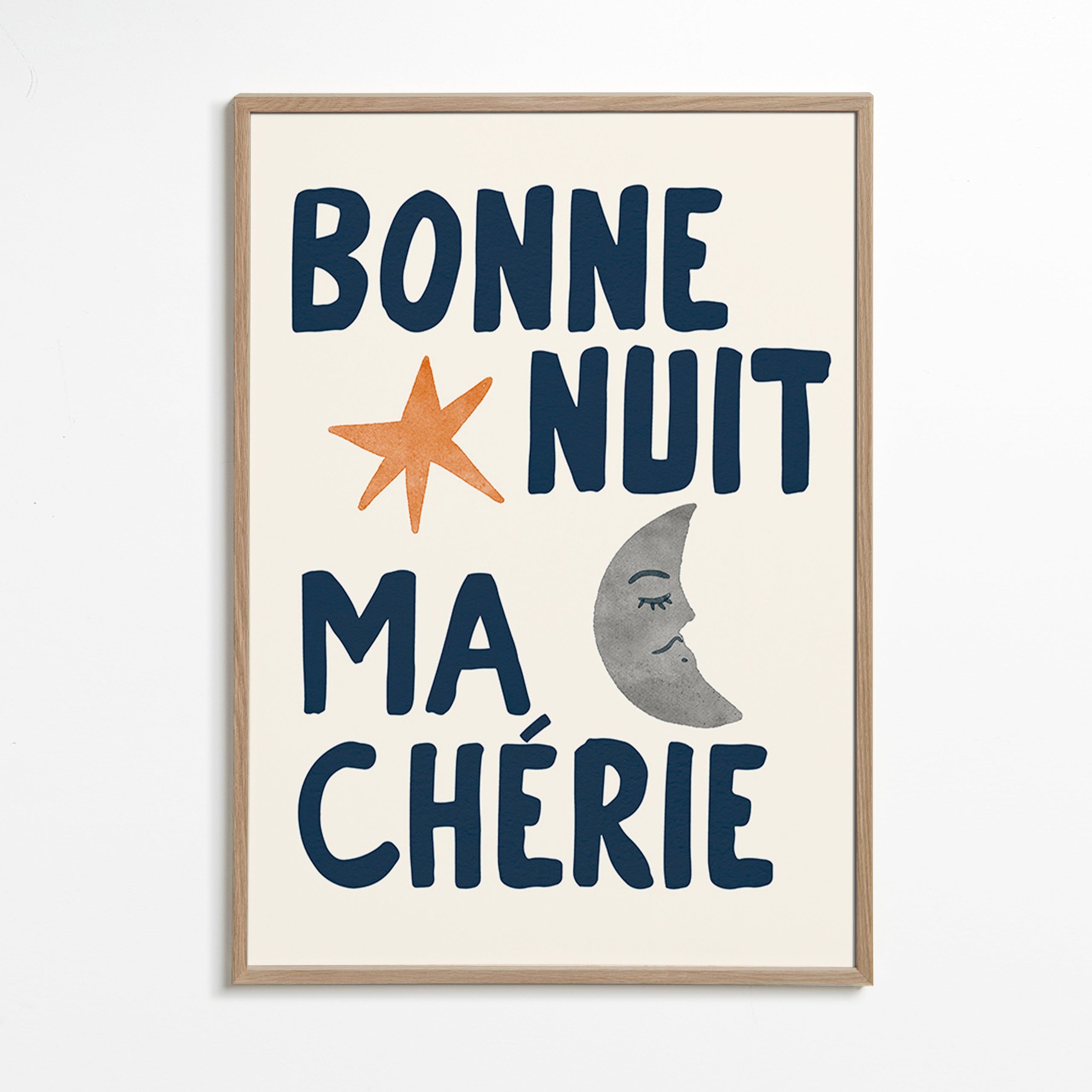 Children's print with night phrase and moon