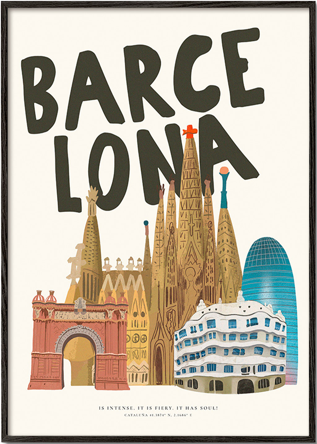 City art Barcelona illustrated skyline