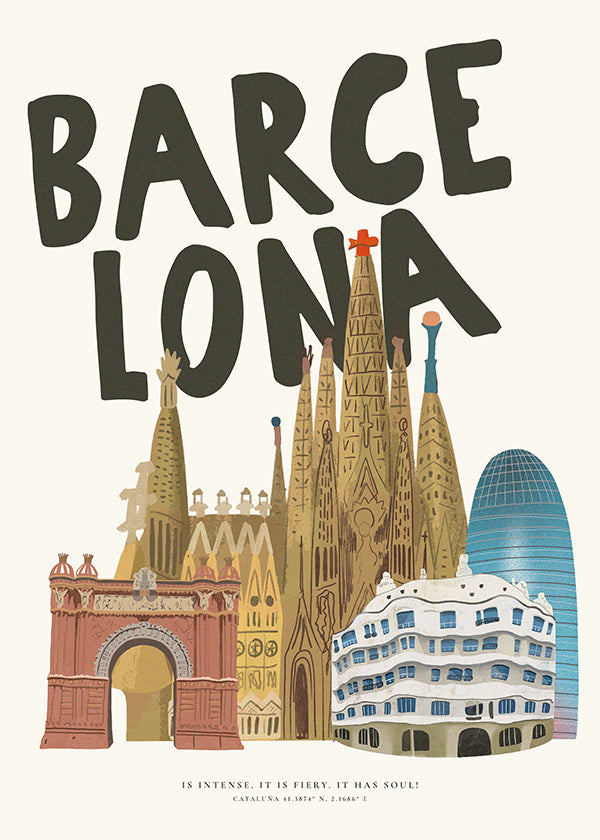City art Barcelona illustrated skyline