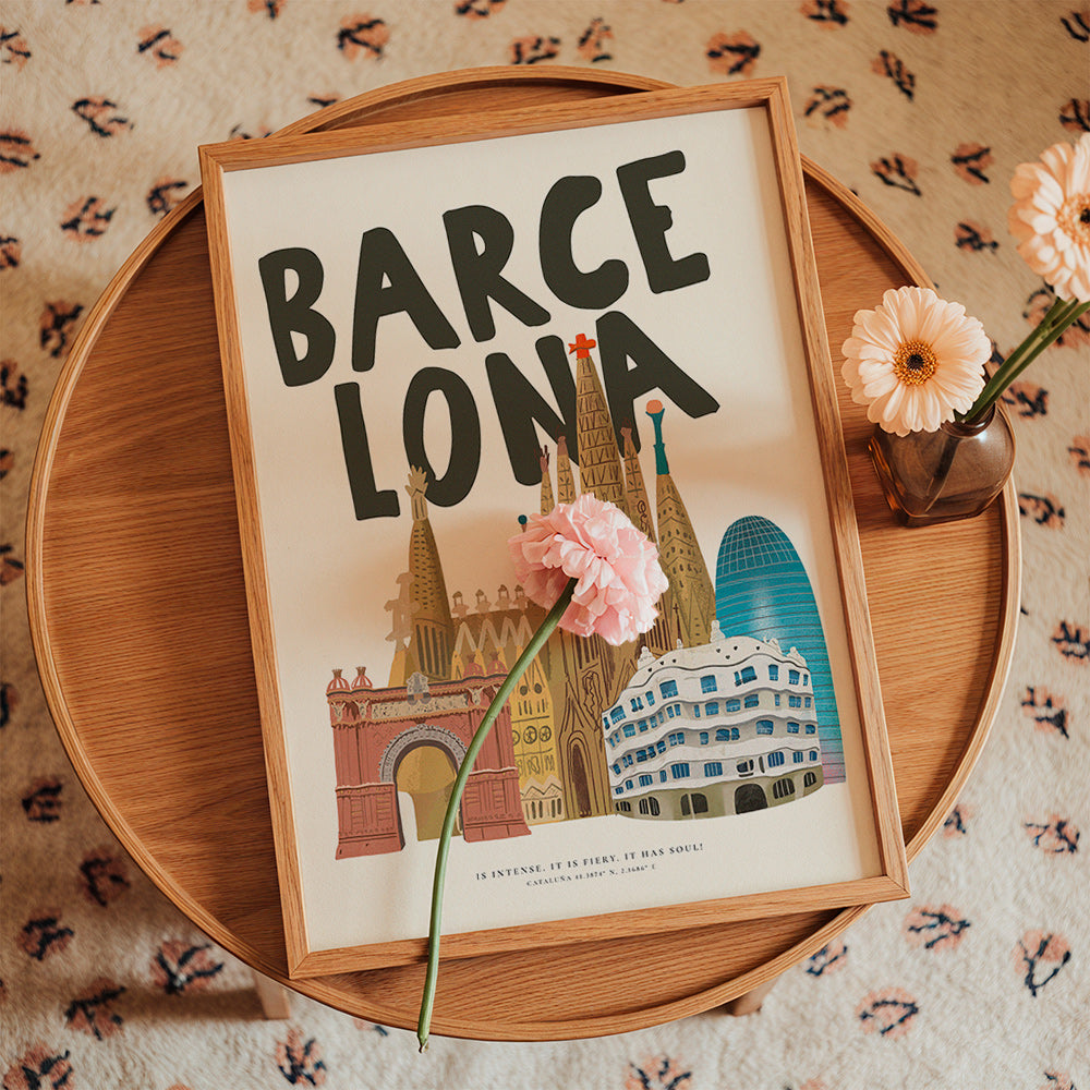 City art Barcelona illustrated skyline