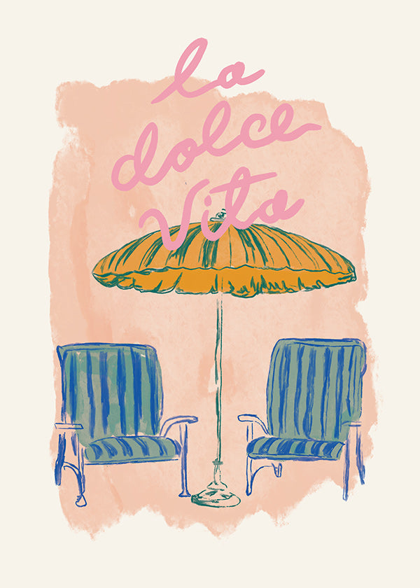 Illustration 'La Dolce Vita' umbrella and chairs