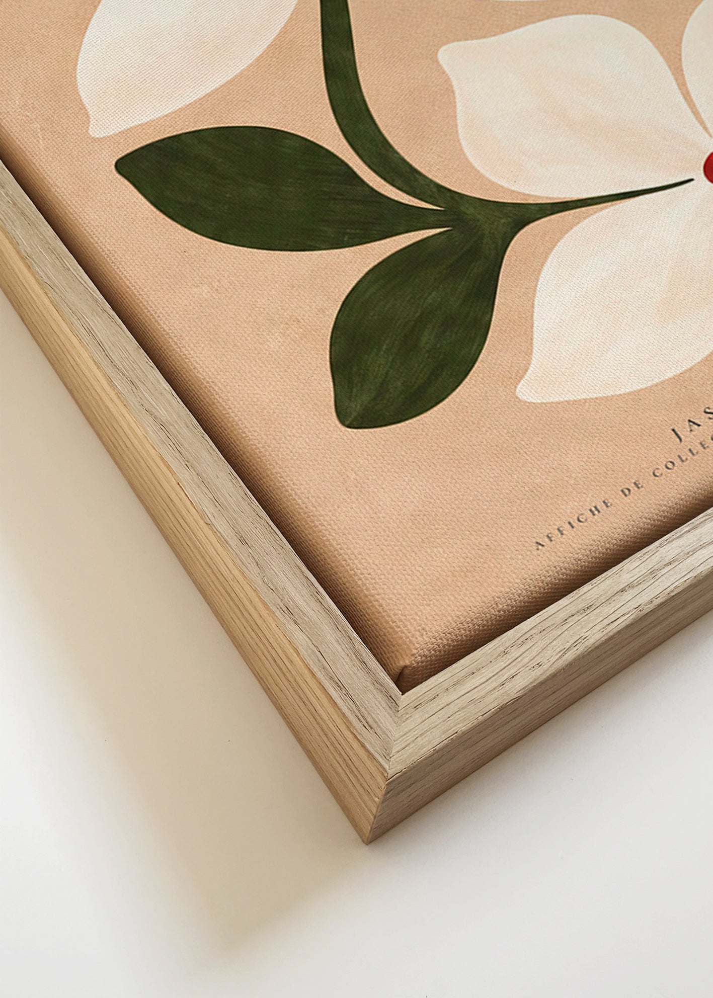 Botanical print jasmine on beige background