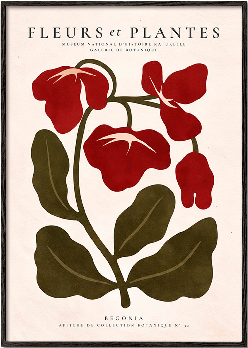 Botanical print: Red begonia artwork