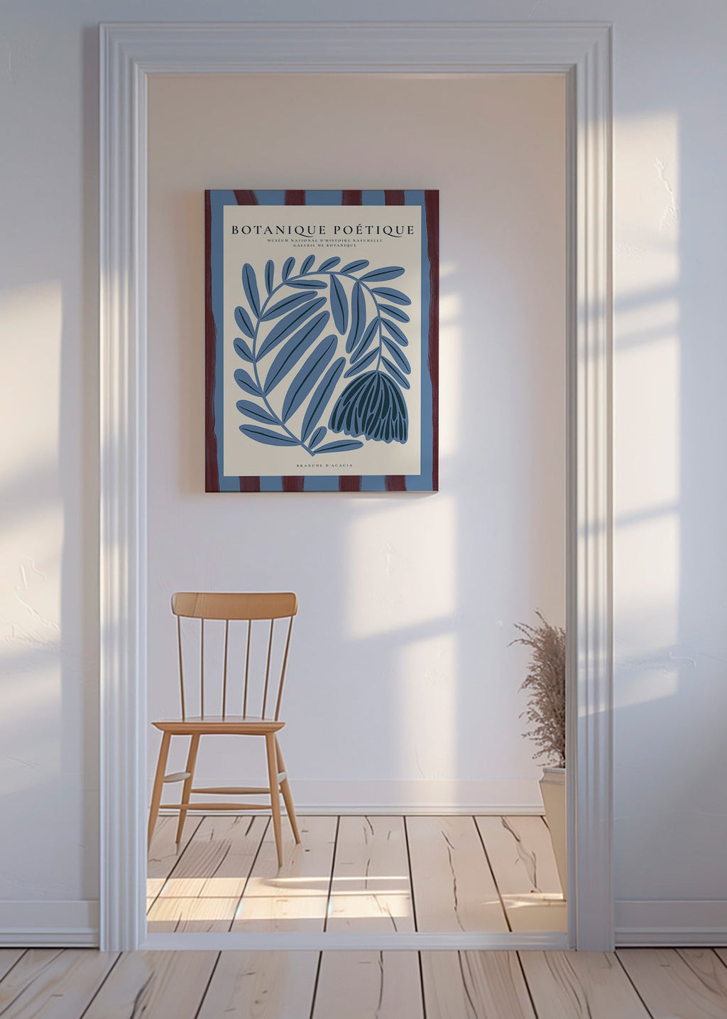 Botanical print: stylized blue acacia