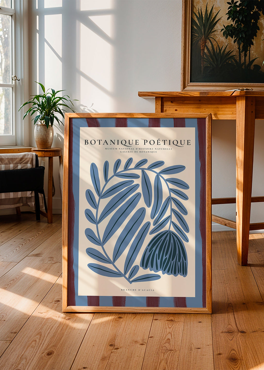 Botanical print: stylized blue acacia