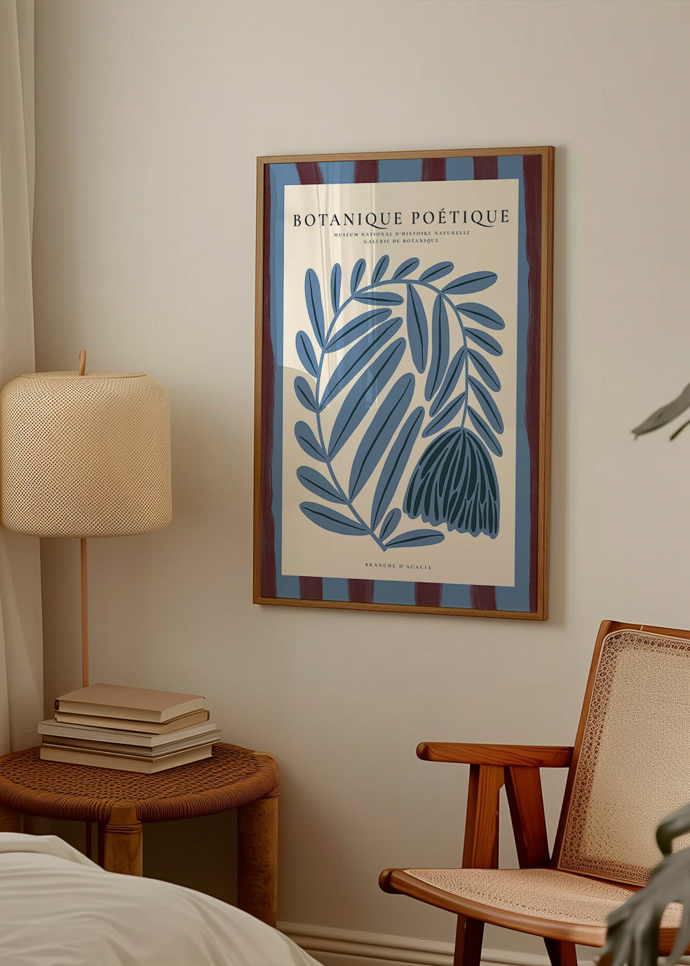 Botanical print: stylized blue acacia