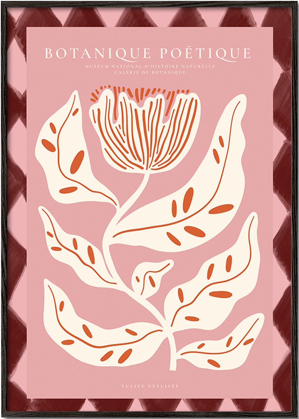 Botanical print with stylized rose flower