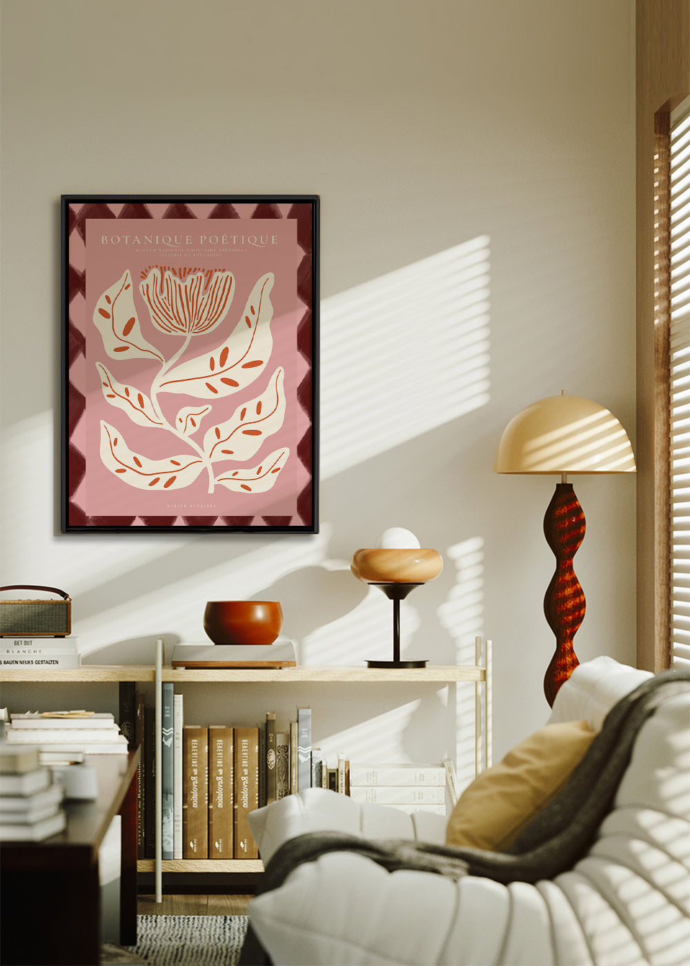 Botanical print with stylized rose flower