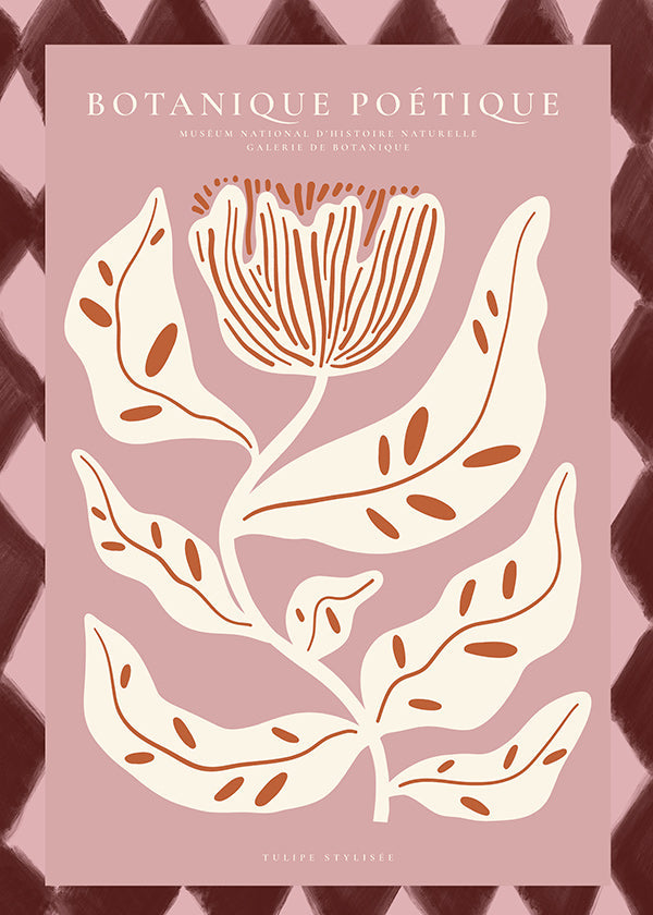 Botanical print with stylized rose flower
