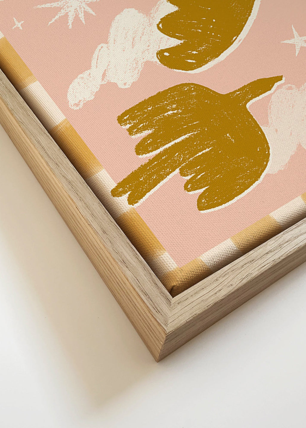 Golden birds illustration on pink