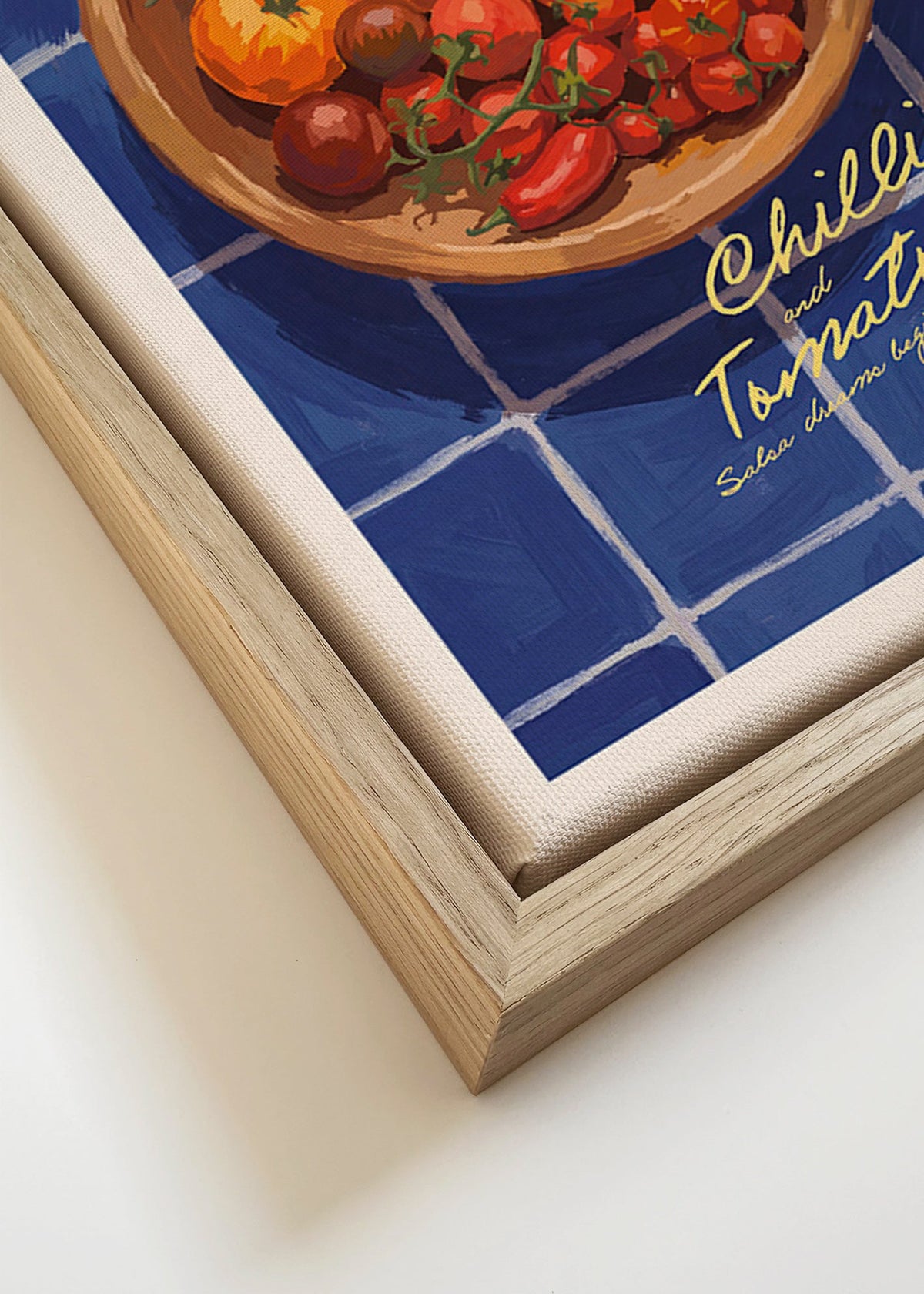 Kitchen art: illustrated chillies and tomatoes bowl