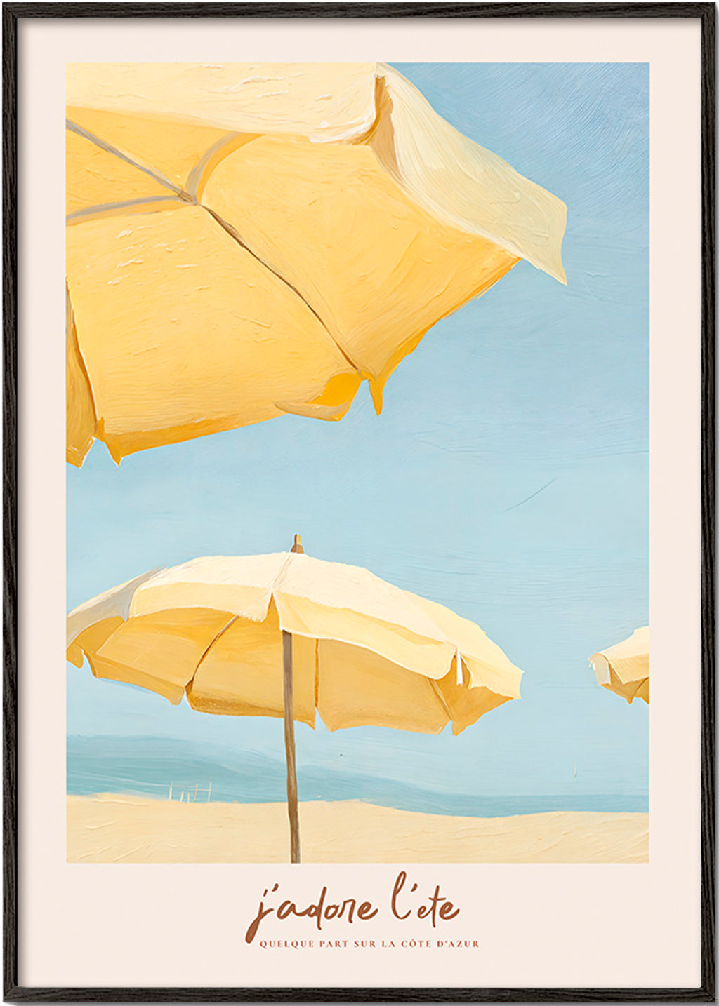 Landscape art with yellow parasols