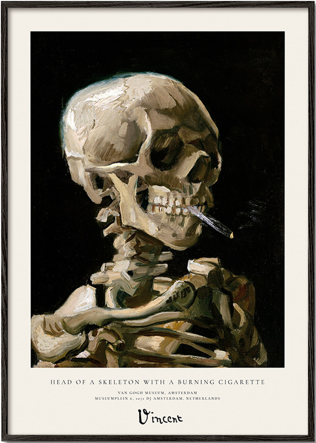 Vintage skull with burning cigarette