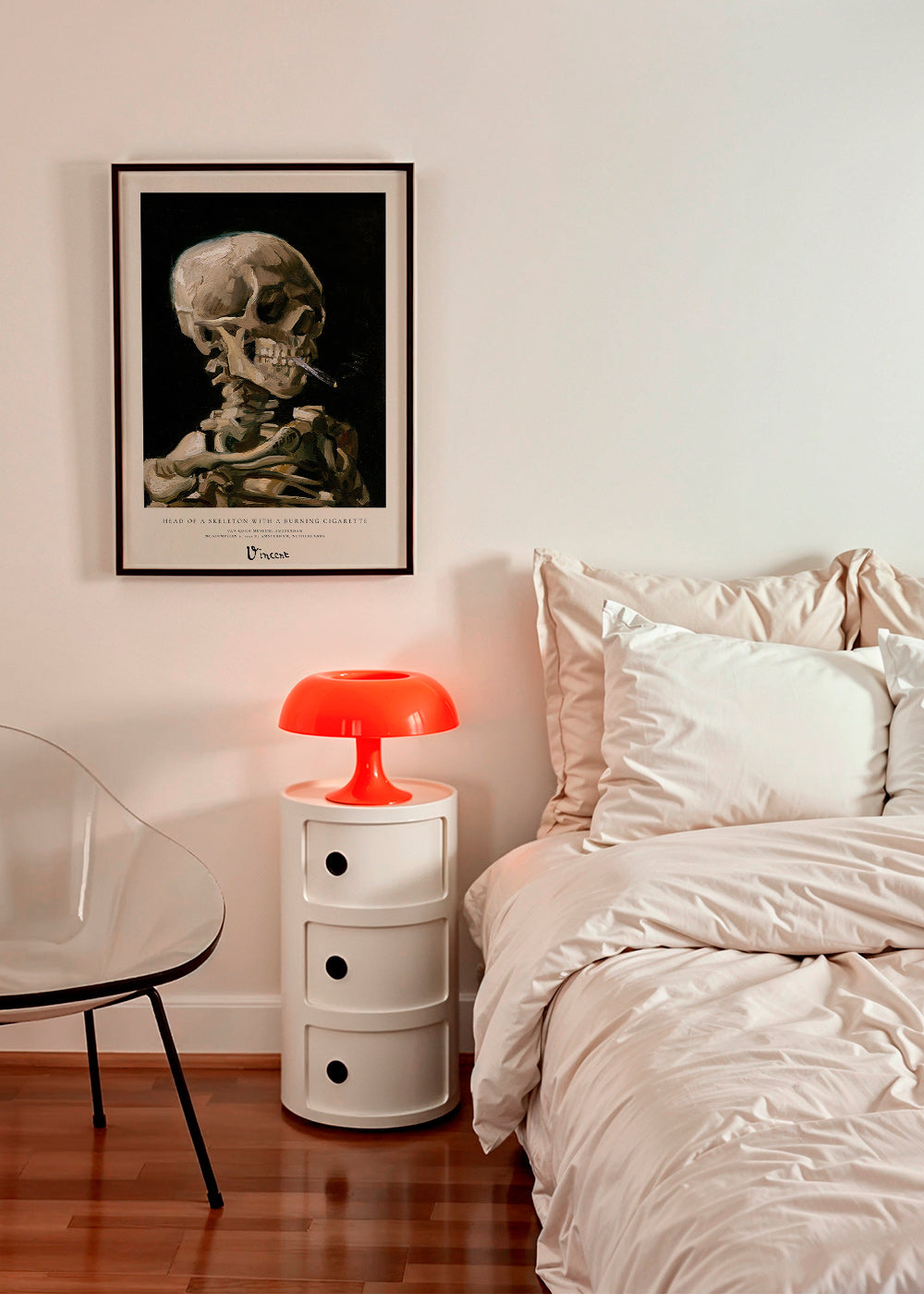 Vintage skull with burning cigarette