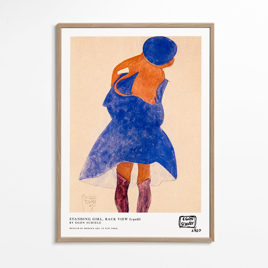 Illustration: female figure back view in blue