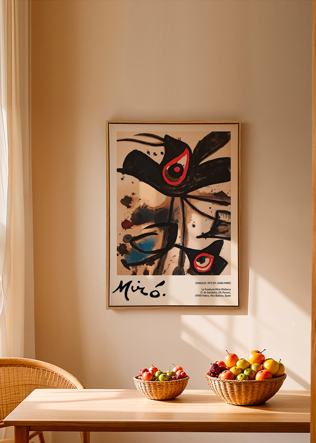 Abstract artwork with black bird motifs
