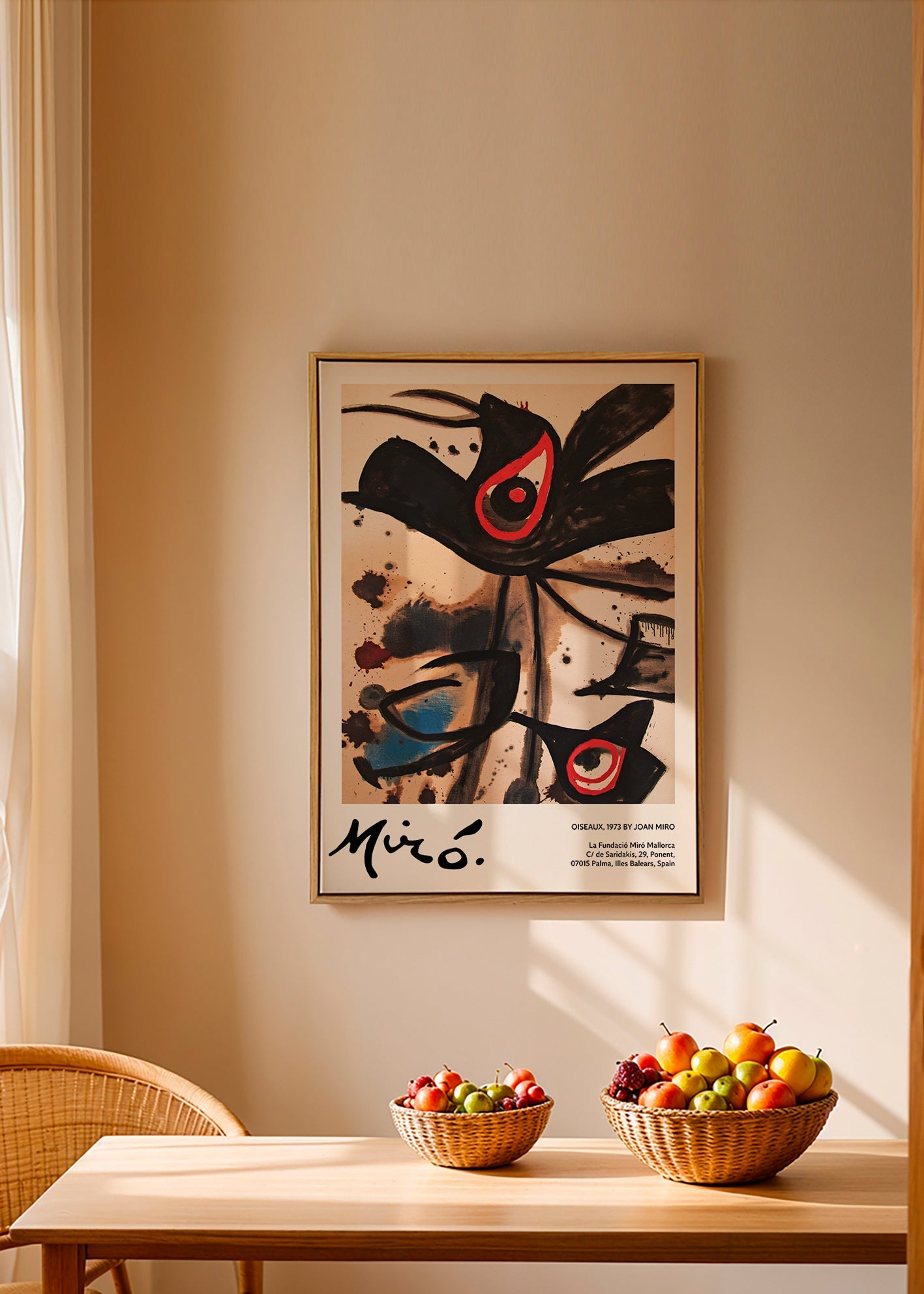 Abstract artwork with black bird motifs