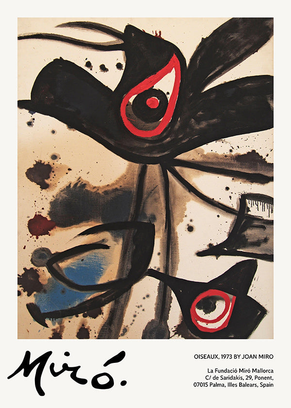 Abstract artwork with black bird motifs