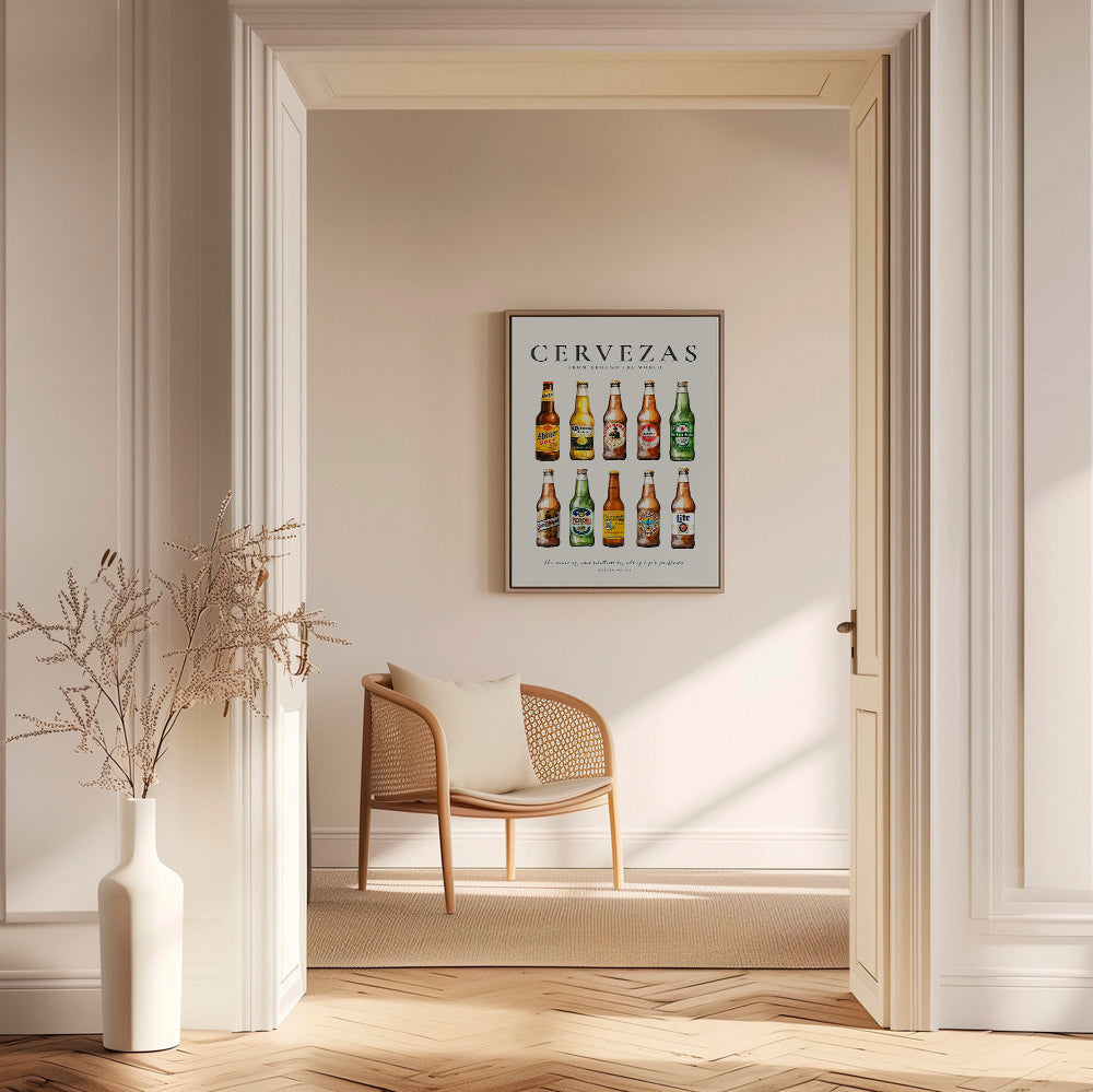 Kitchen art — Classic beer bottles grid