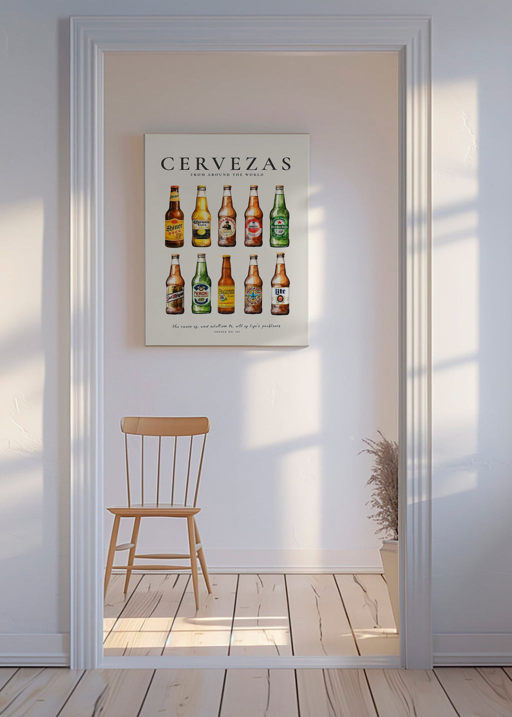 Kitchen art — Classic beer bottles grid