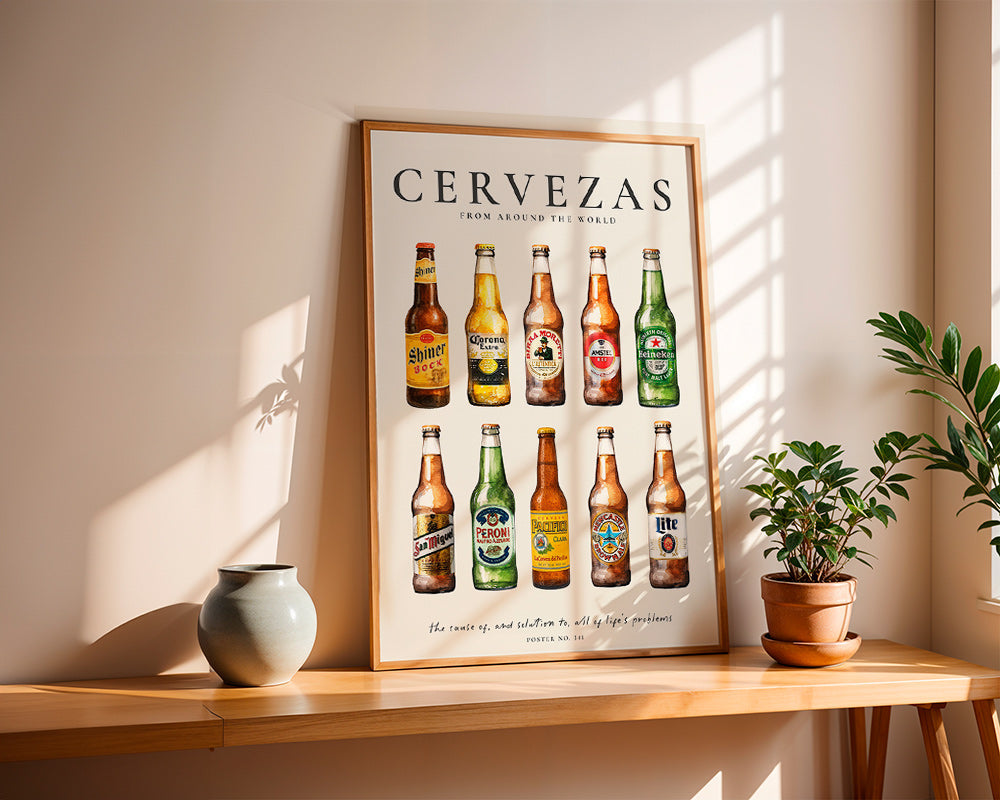 Kitchen art — Classic beer bottles grid