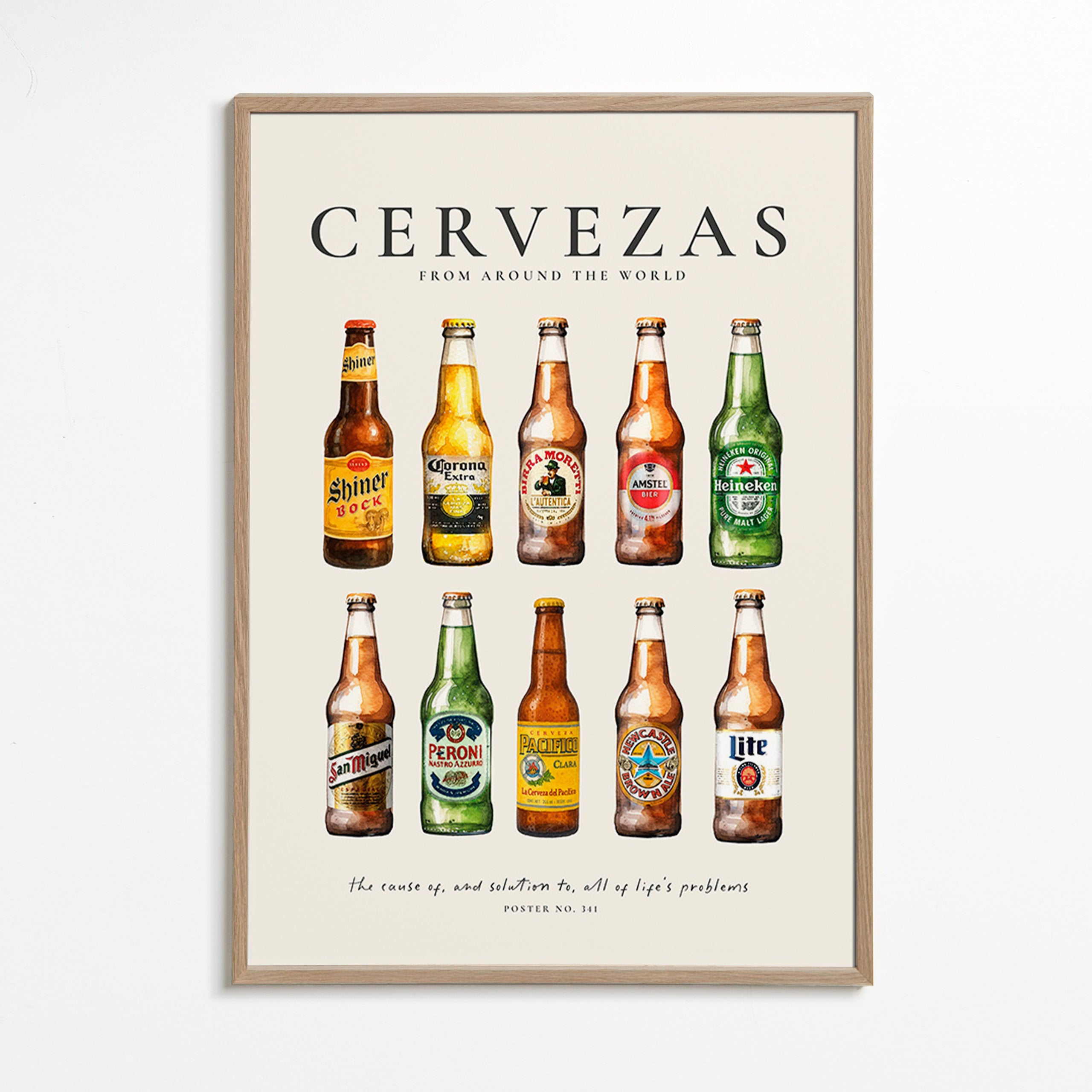 Kitchen art — Classic beer bottles grid