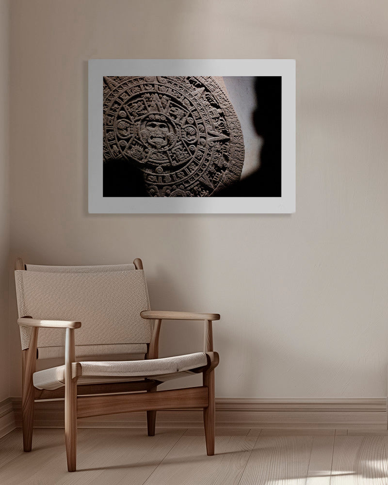 Aztec calendar photograph in relief