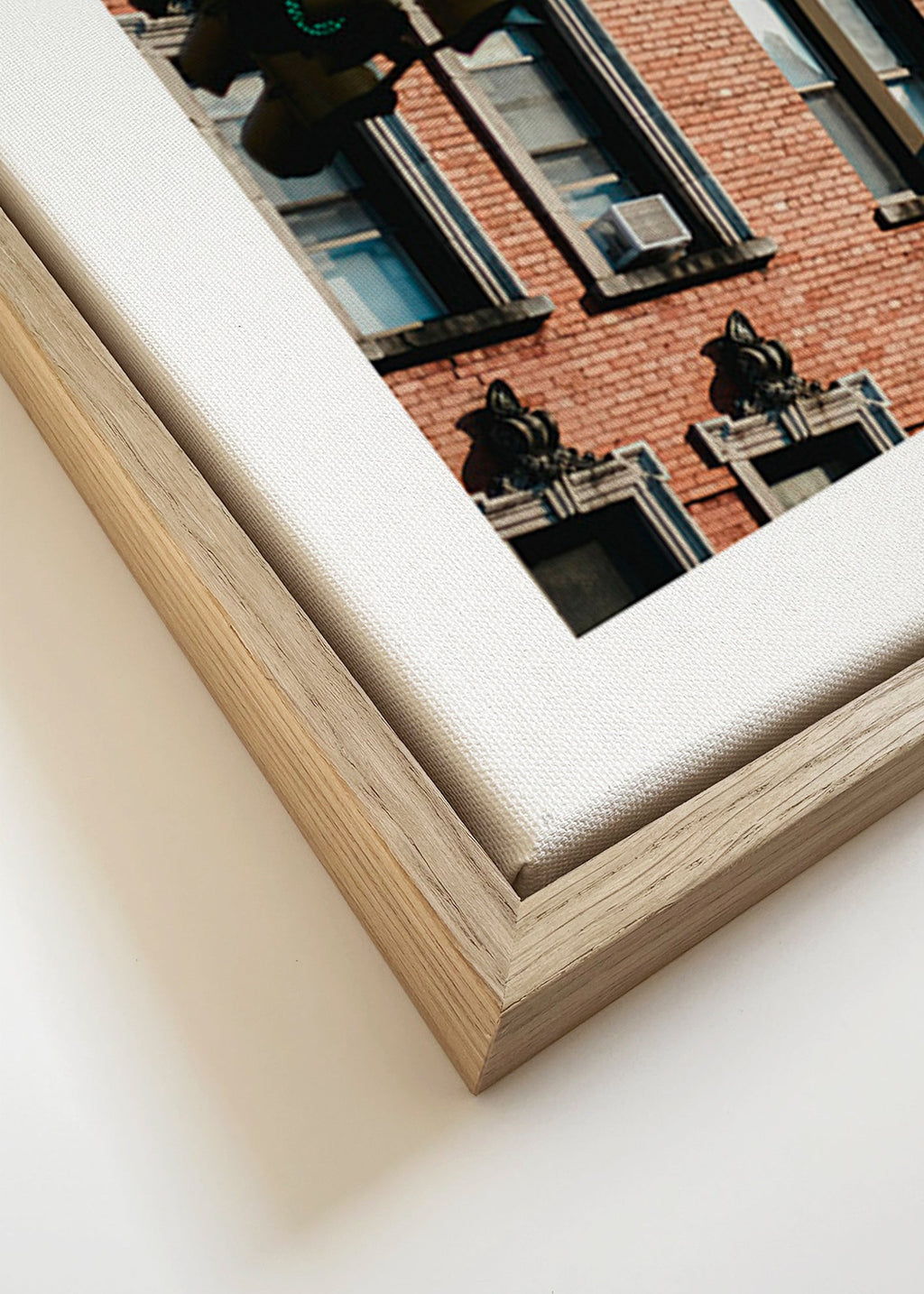 City art: brick facade in frame