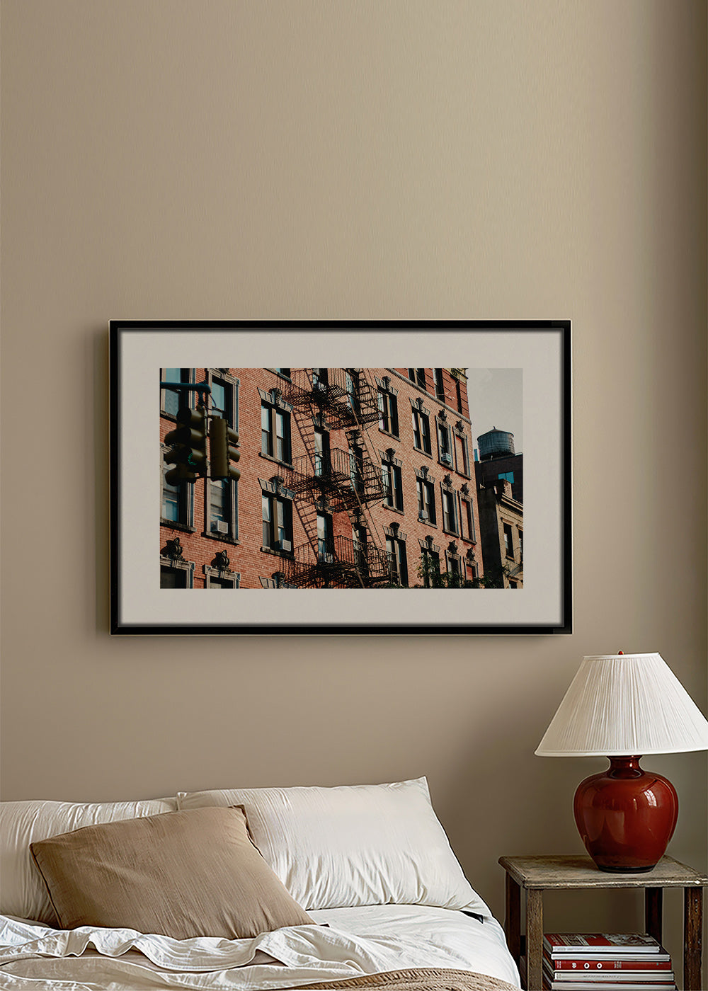 City art: brick facade in frame