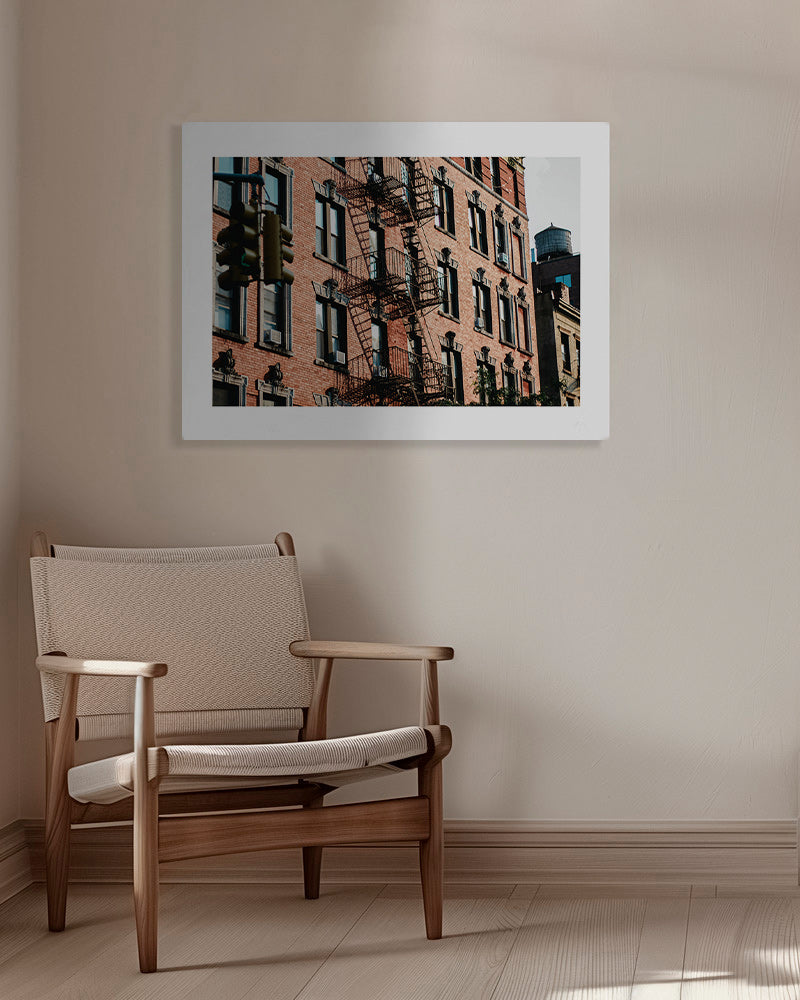 City art: brick facade in frame