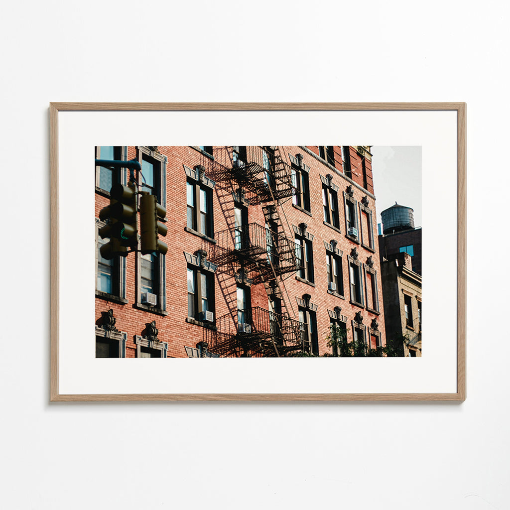 City art: brick facade in frame