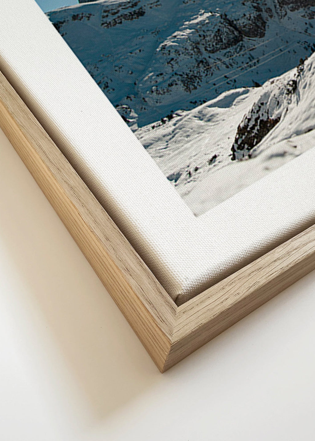 Landscape art: snowy mountain range under bright sun