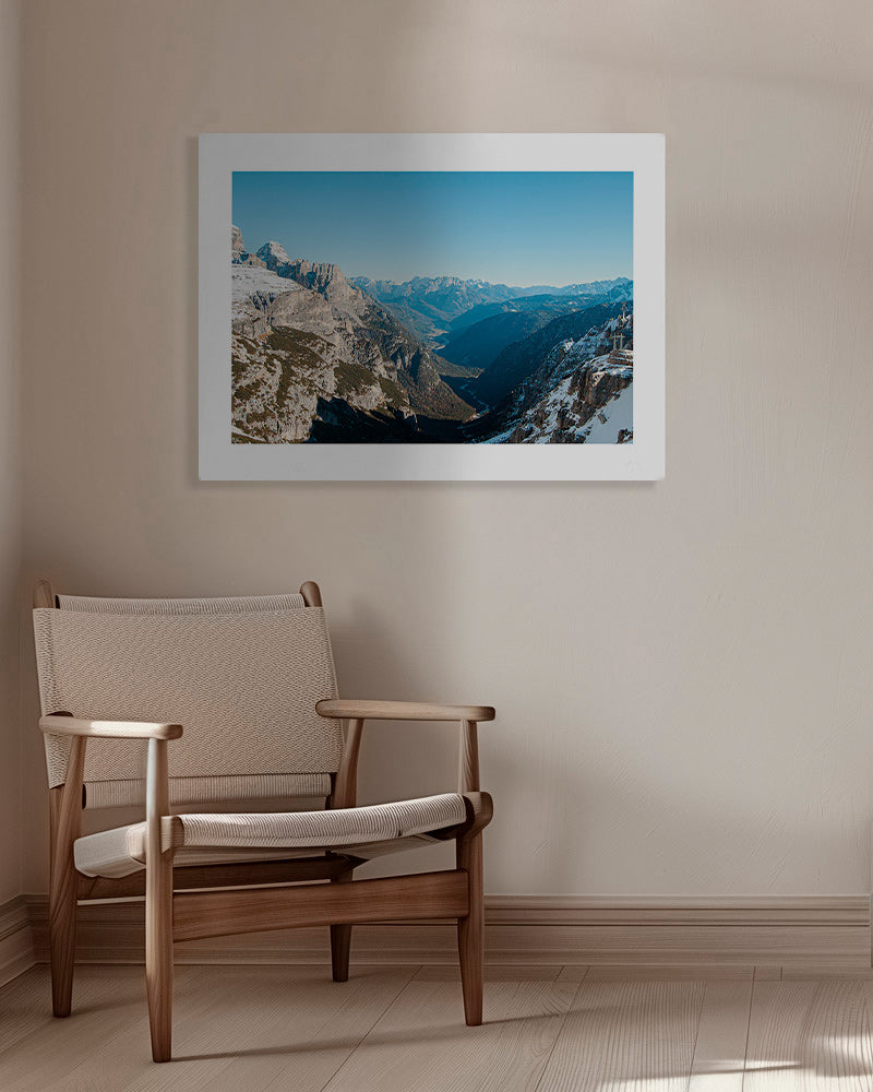 Landscape photo of snowy mountain valley