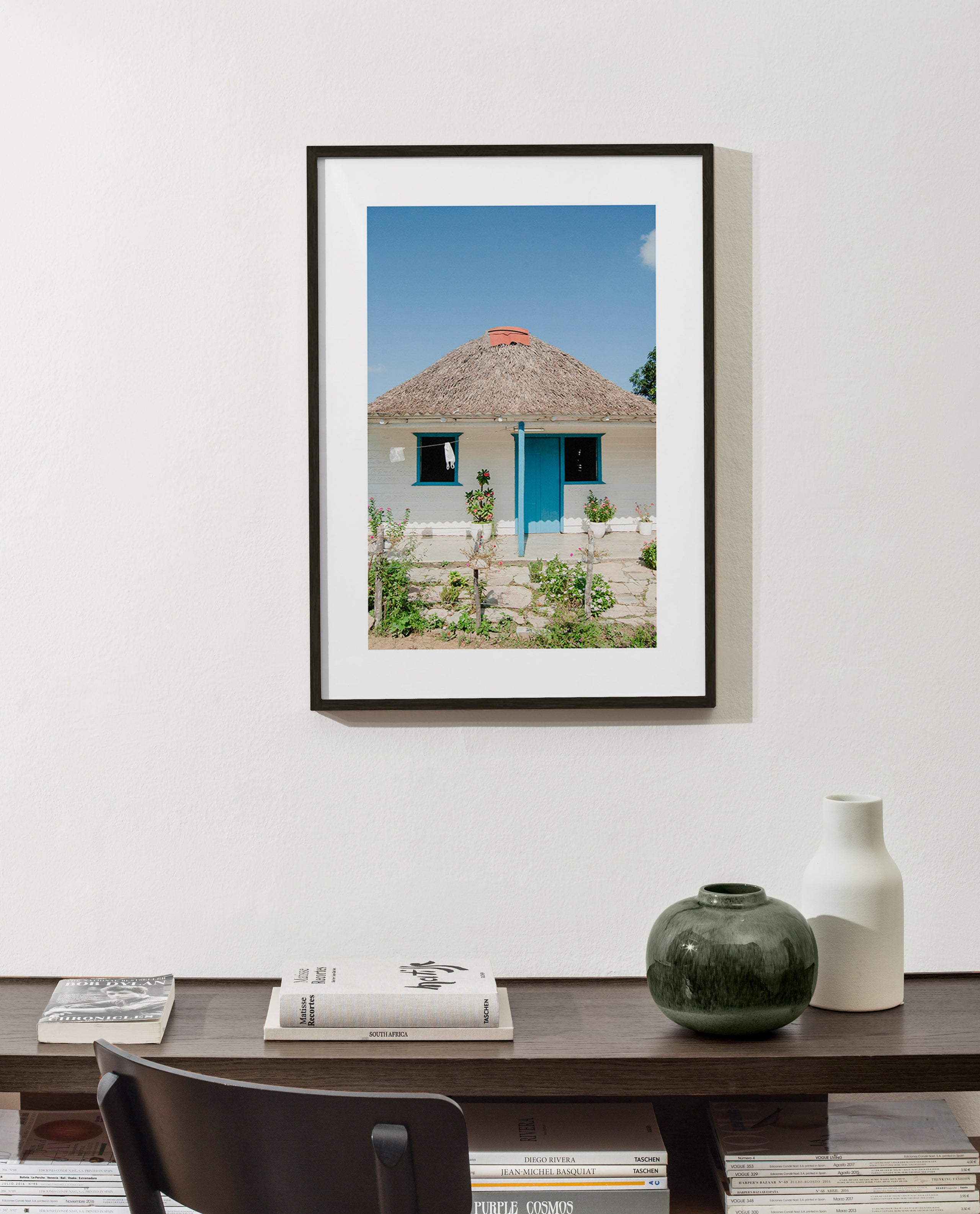 Landscape art: cottage with blue door