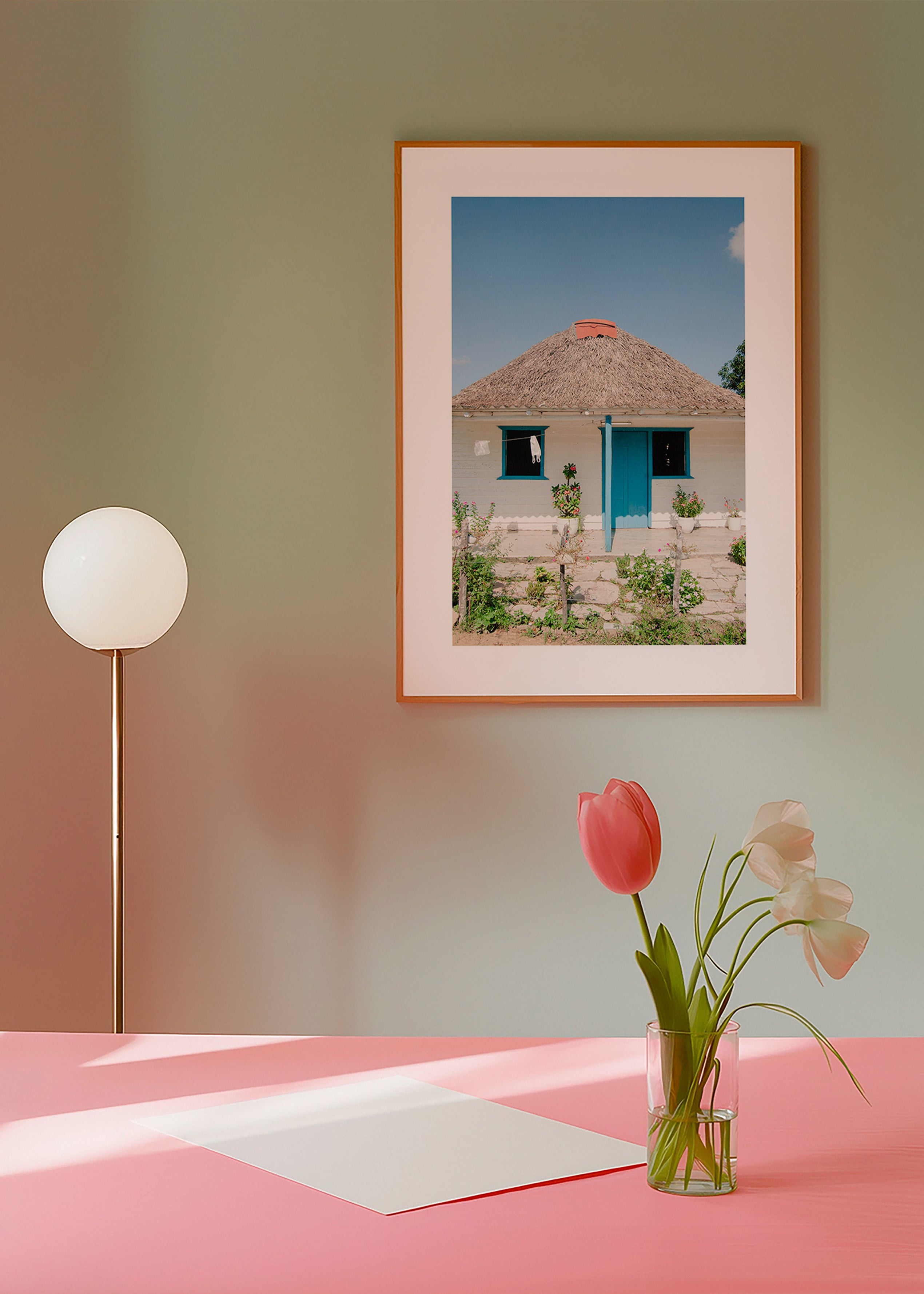 Landscape art: cottage with blue door