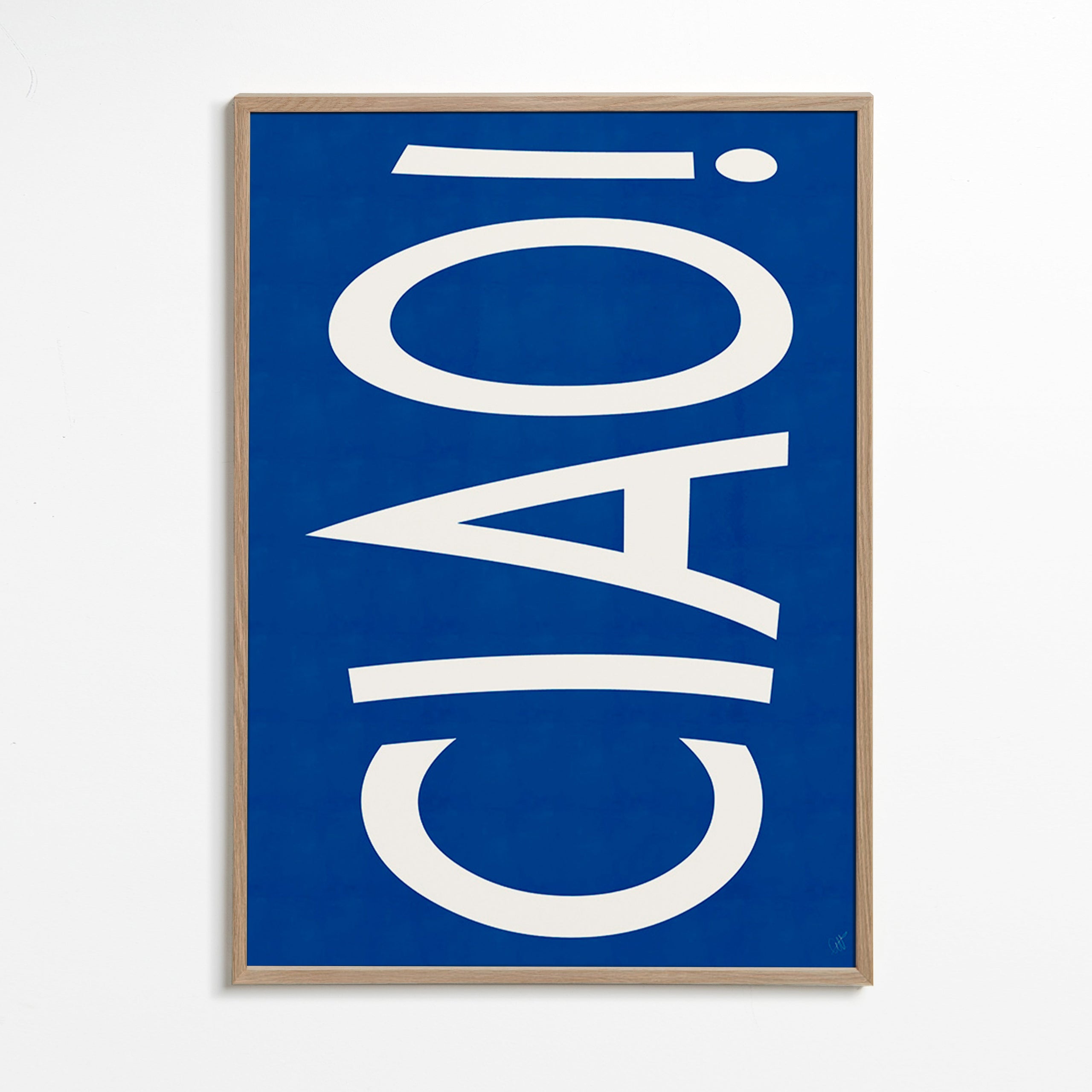 Cuadro tipográfico 'CIAO' en azul – Oak Frame