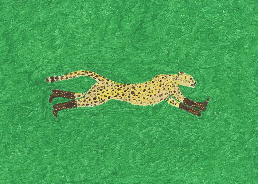Cuadro guepardo en carrera sobre fondo verde