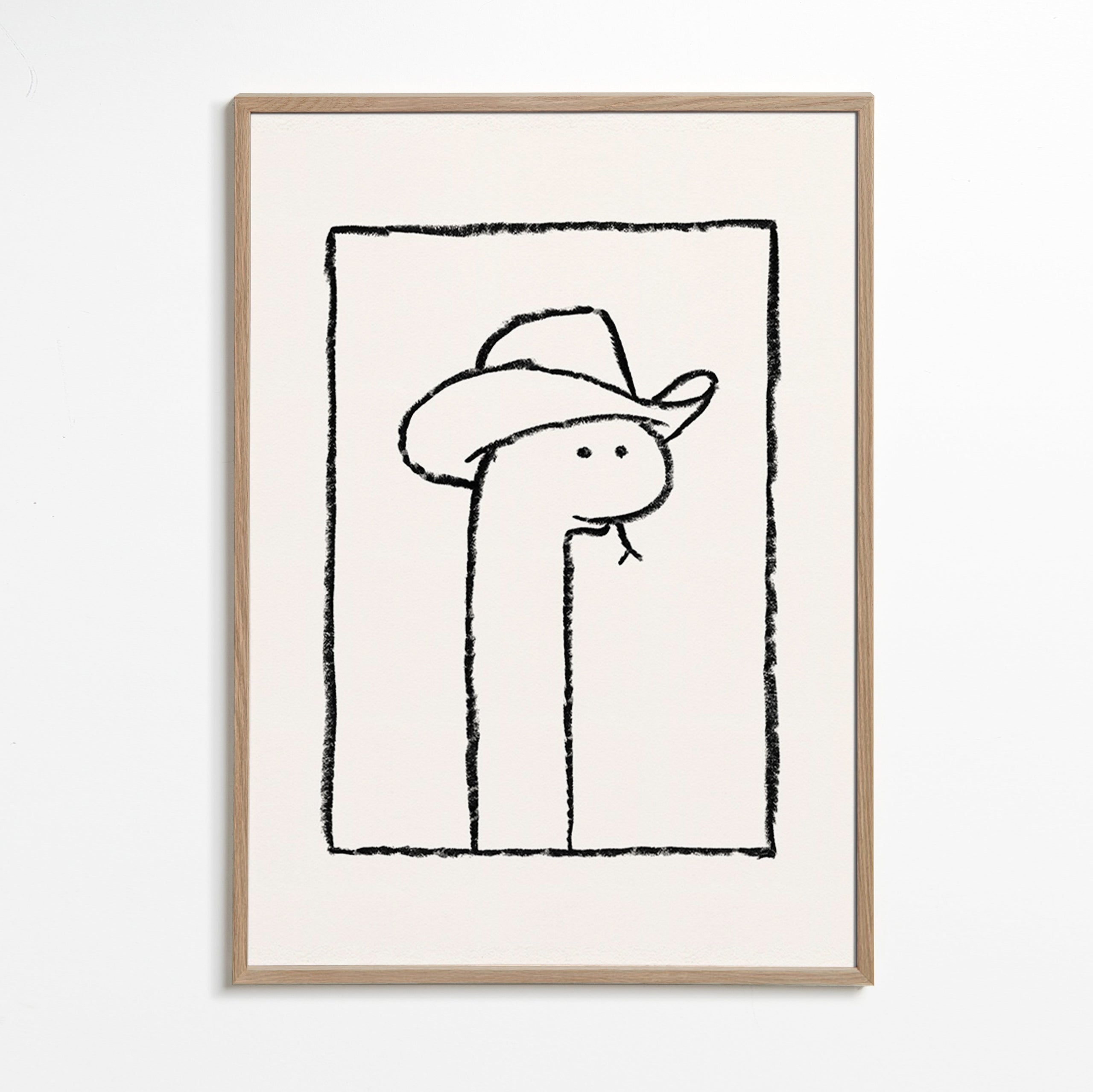 Ilustración de serpiente con sombrero – Oak Frame