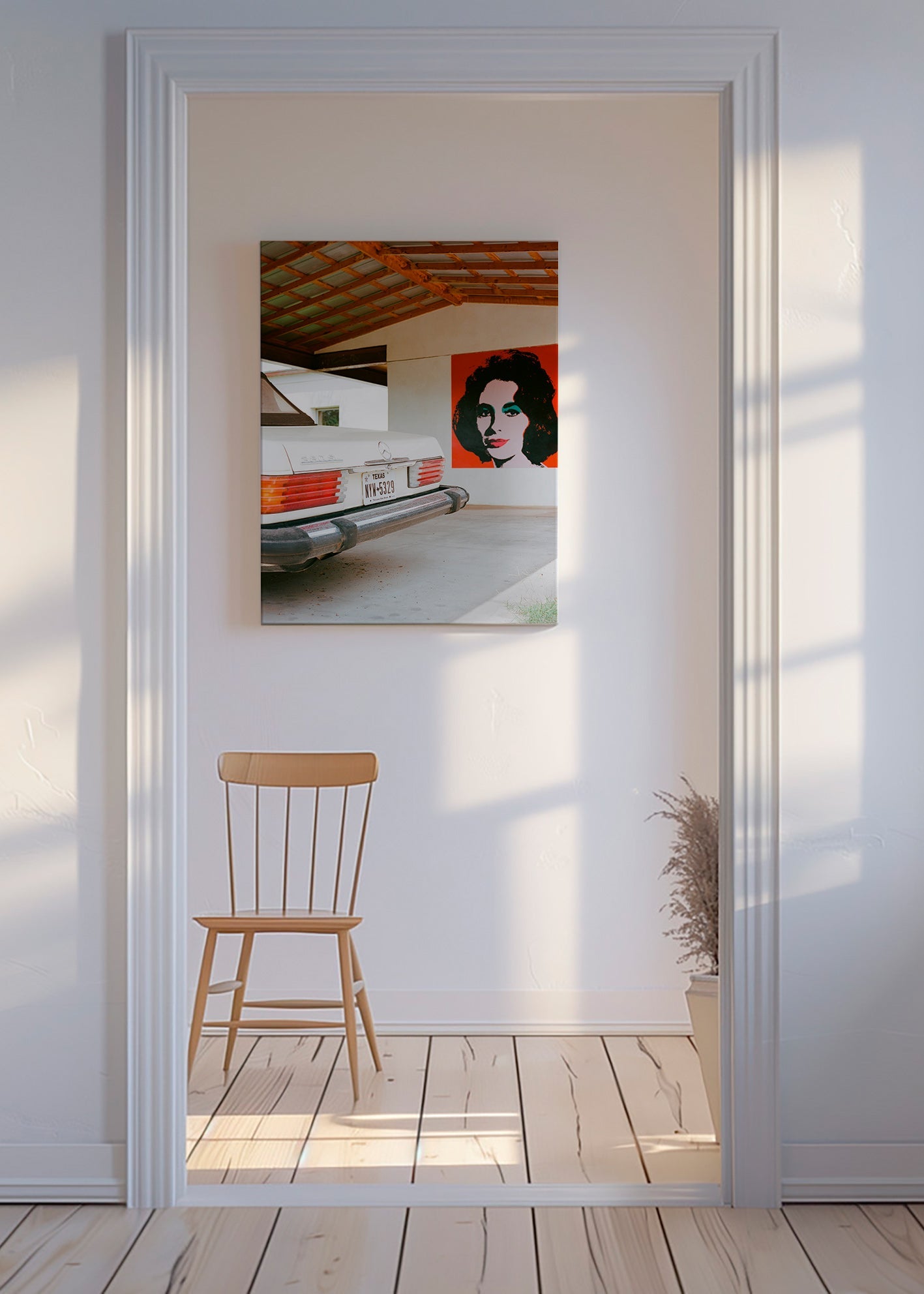 Fotografía de coche clásico y retrato mural – Canvas