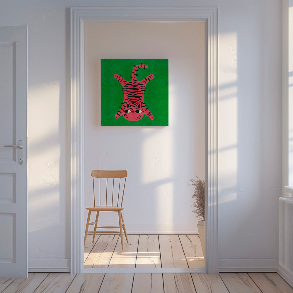 Cuadro gato rosa con rayas negras – Canvas