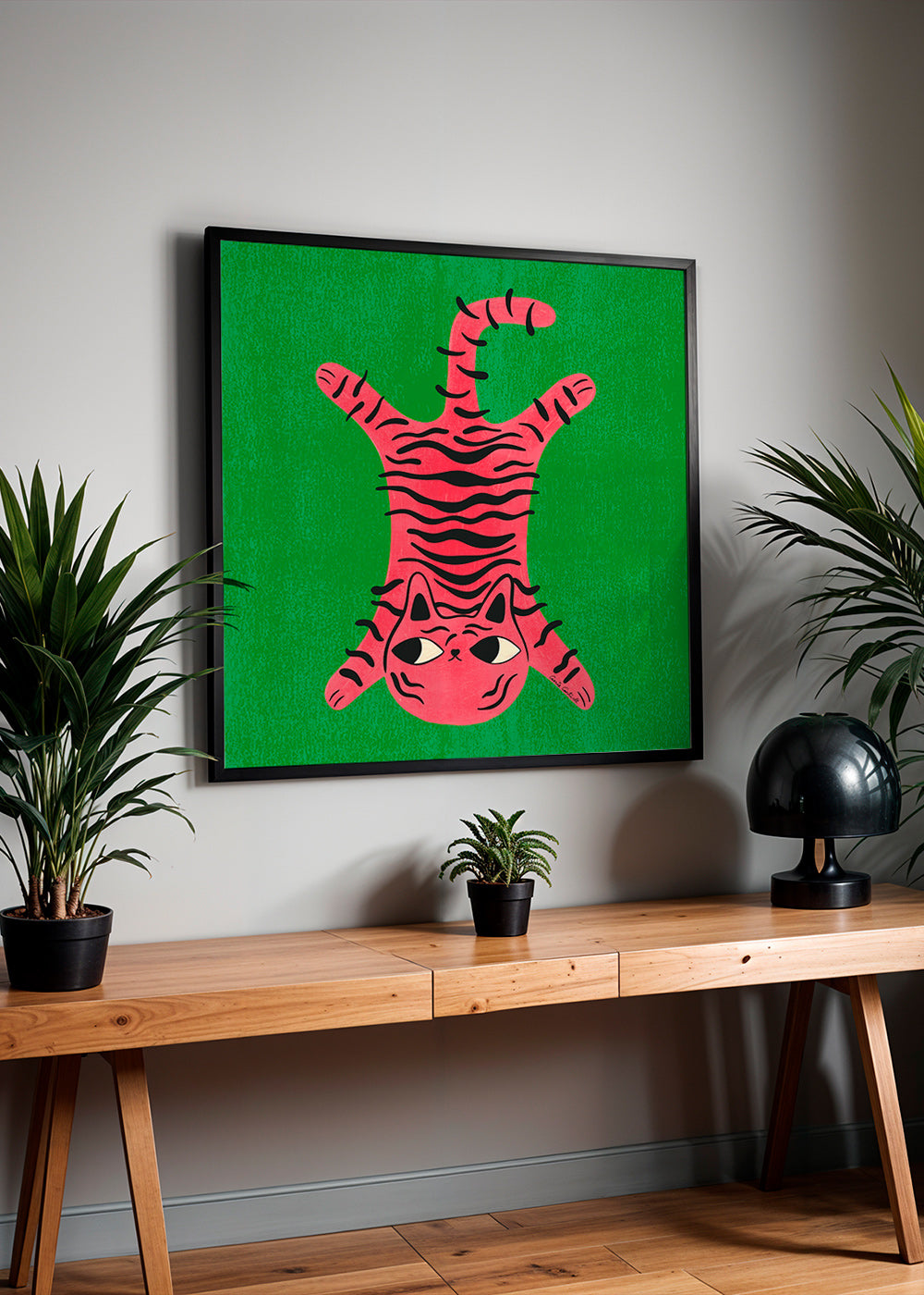 Cuadro gato rosa con rayas negras – Product2